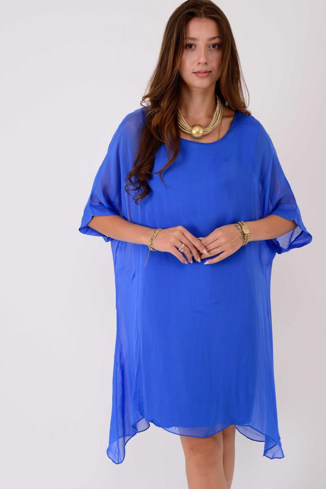 6129 SIRTI BAĞLAMALI İPEK ELBİSE