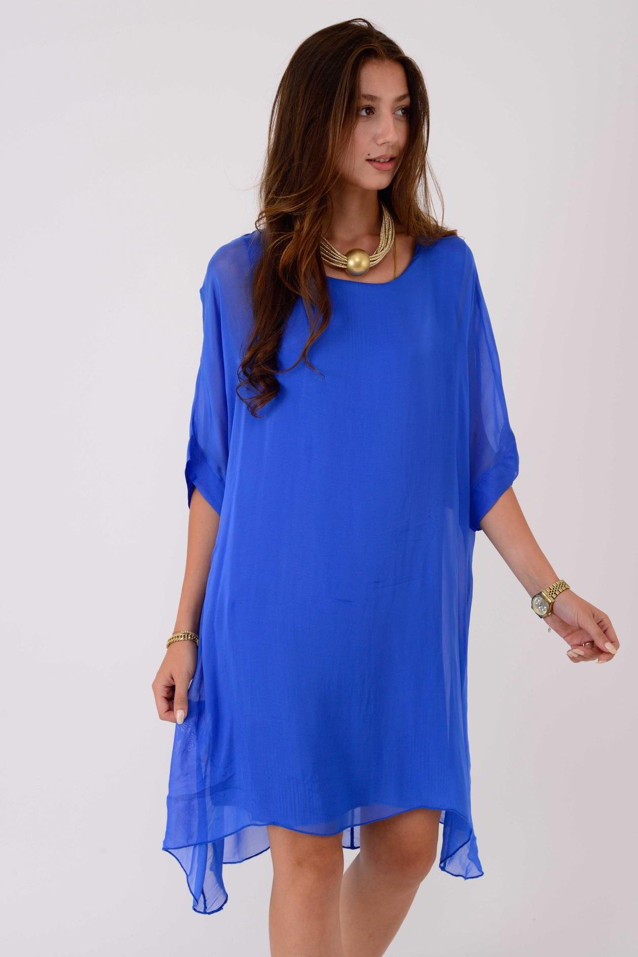 6129 SIRTI BAĞLAMALI İPEK ELBİSE