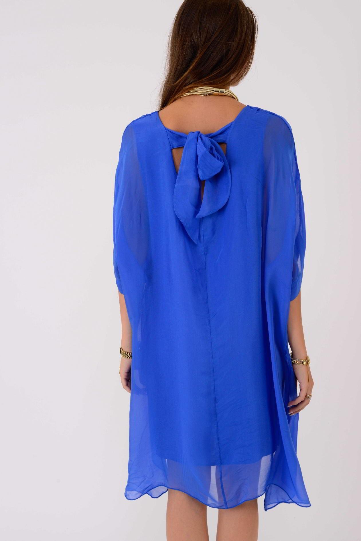 6129 SIRTI BAĞLAMALI İPEK ELBİSE