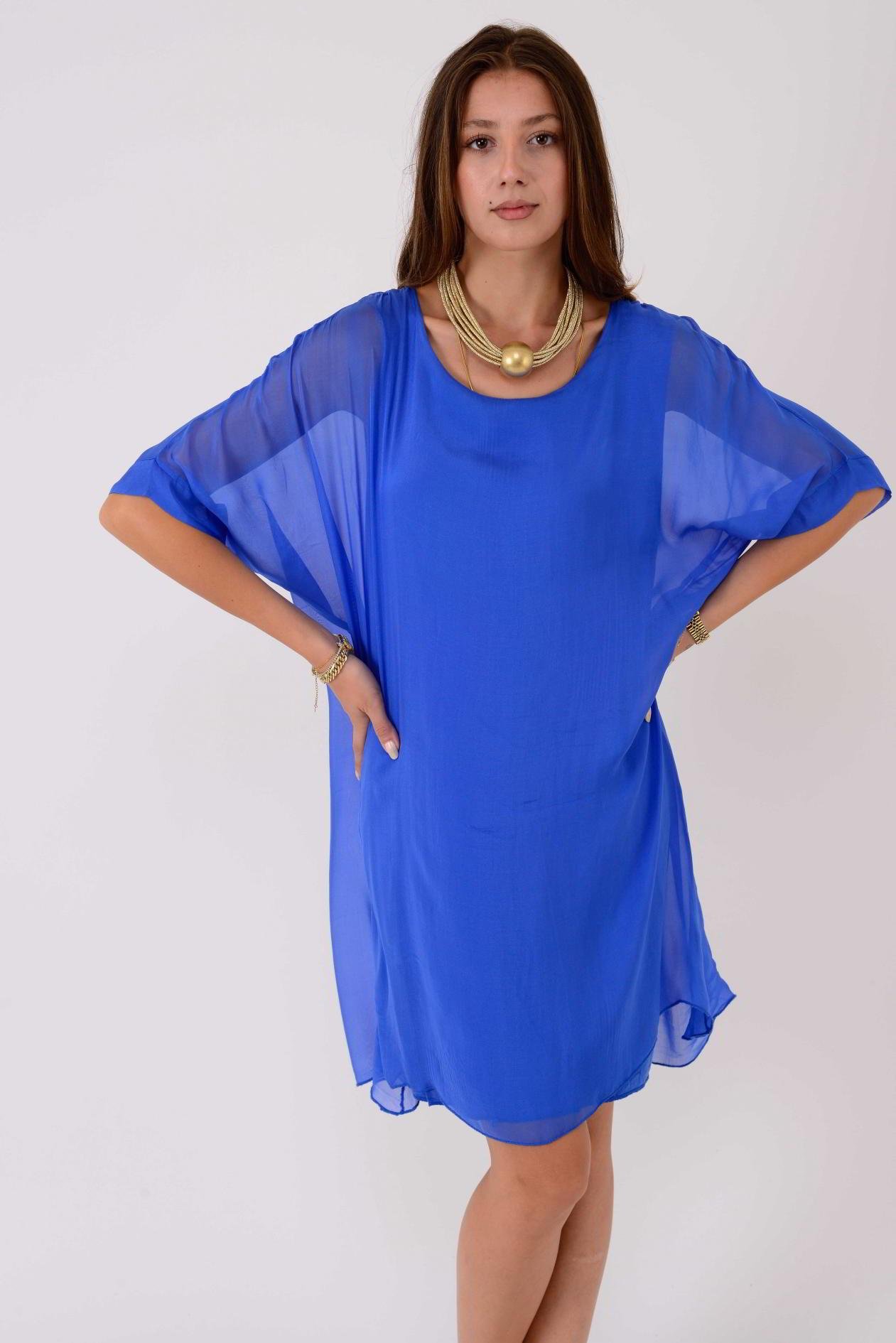 6129 SIRTI BAĞLAMALI İPEK ELBİSE