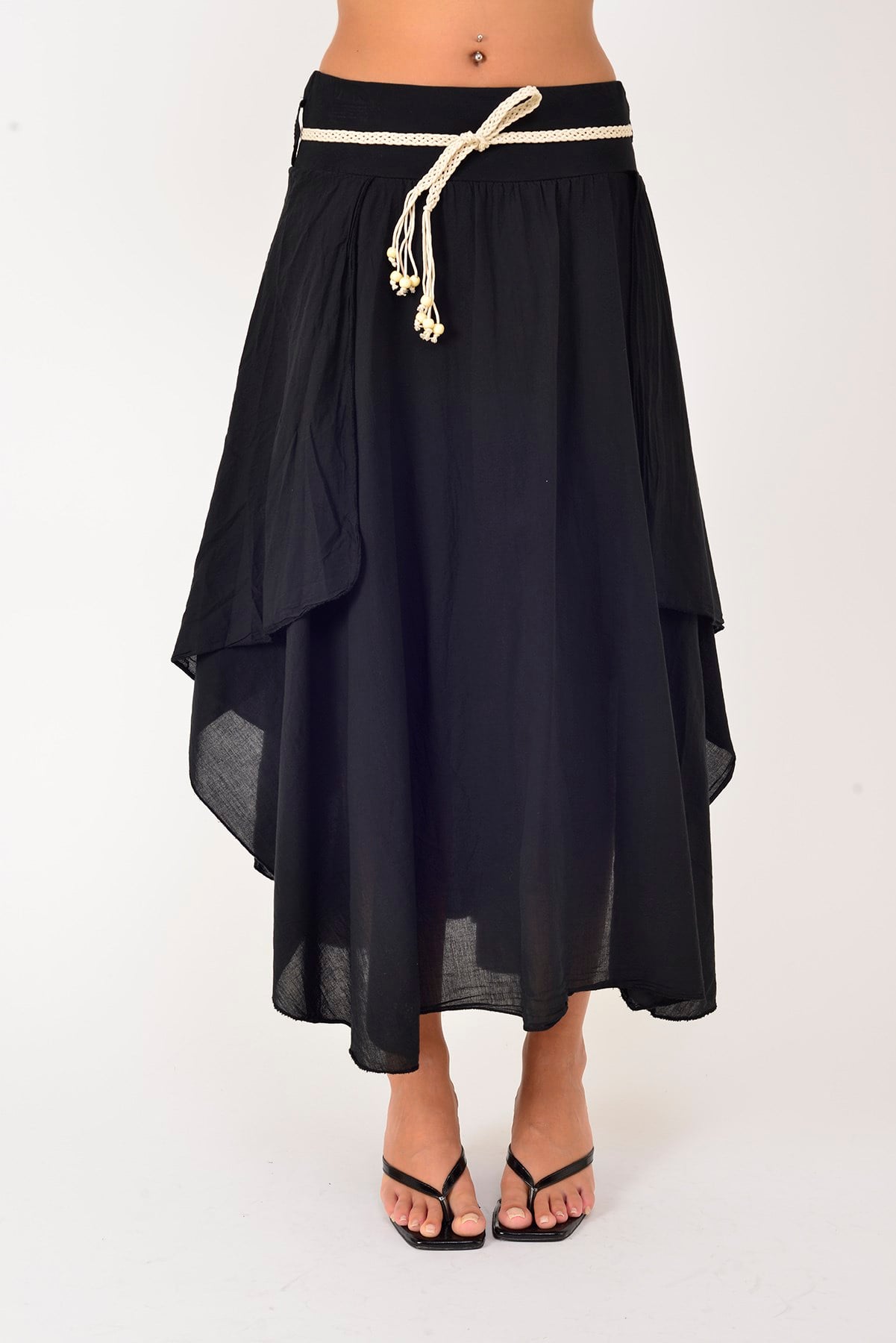 62037 VIEN HASIR KEMERLİ ASİMETRİK ETEK