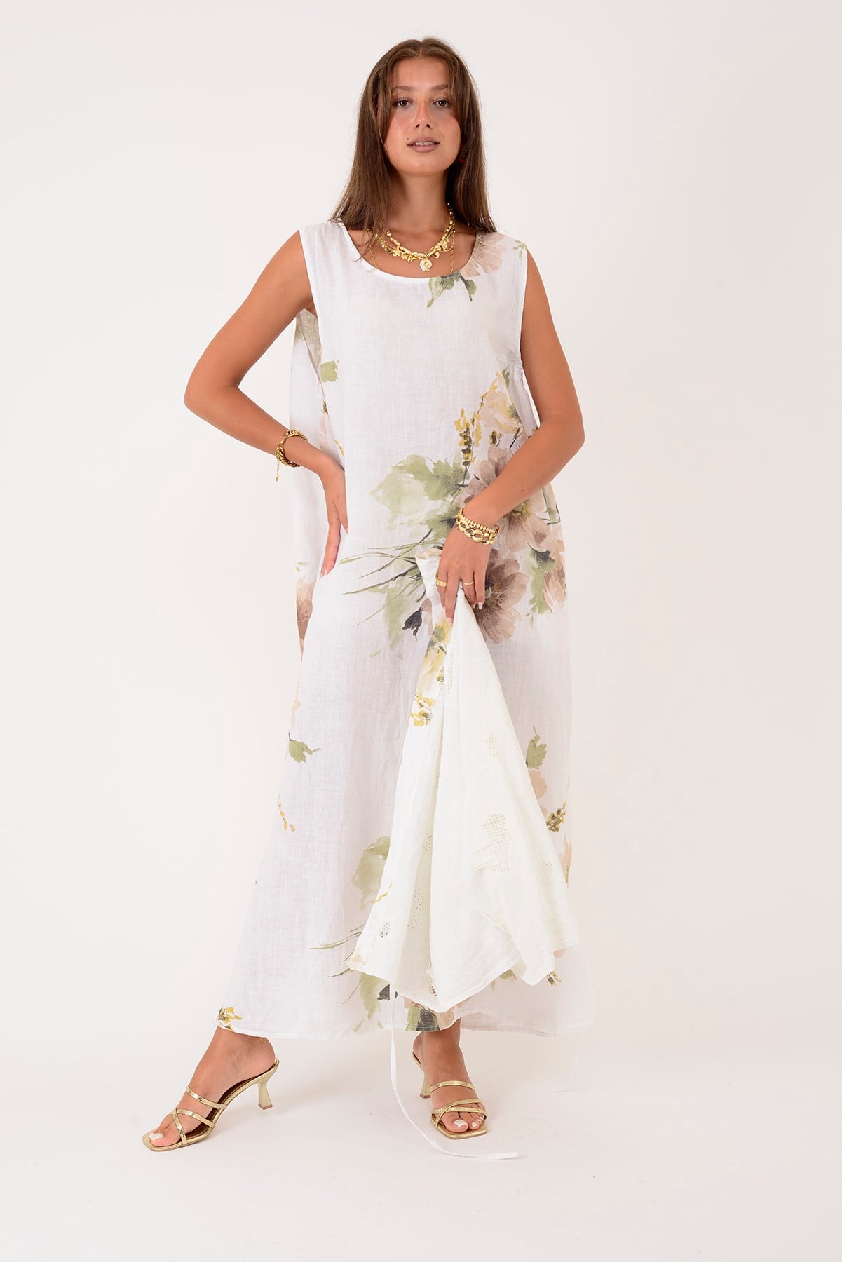 62189 BUKET DESEN BOLERO DETAYLI 2'Lİ KETEN TAKIM