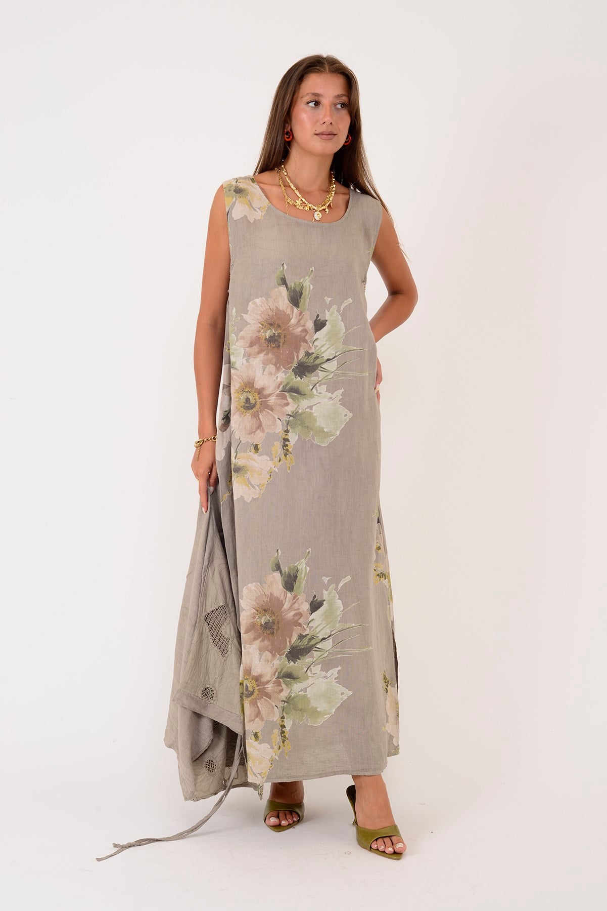 62189 BUKET DESEN BOLERO DETAYLI 2'Lİ KETEN TAKIM
