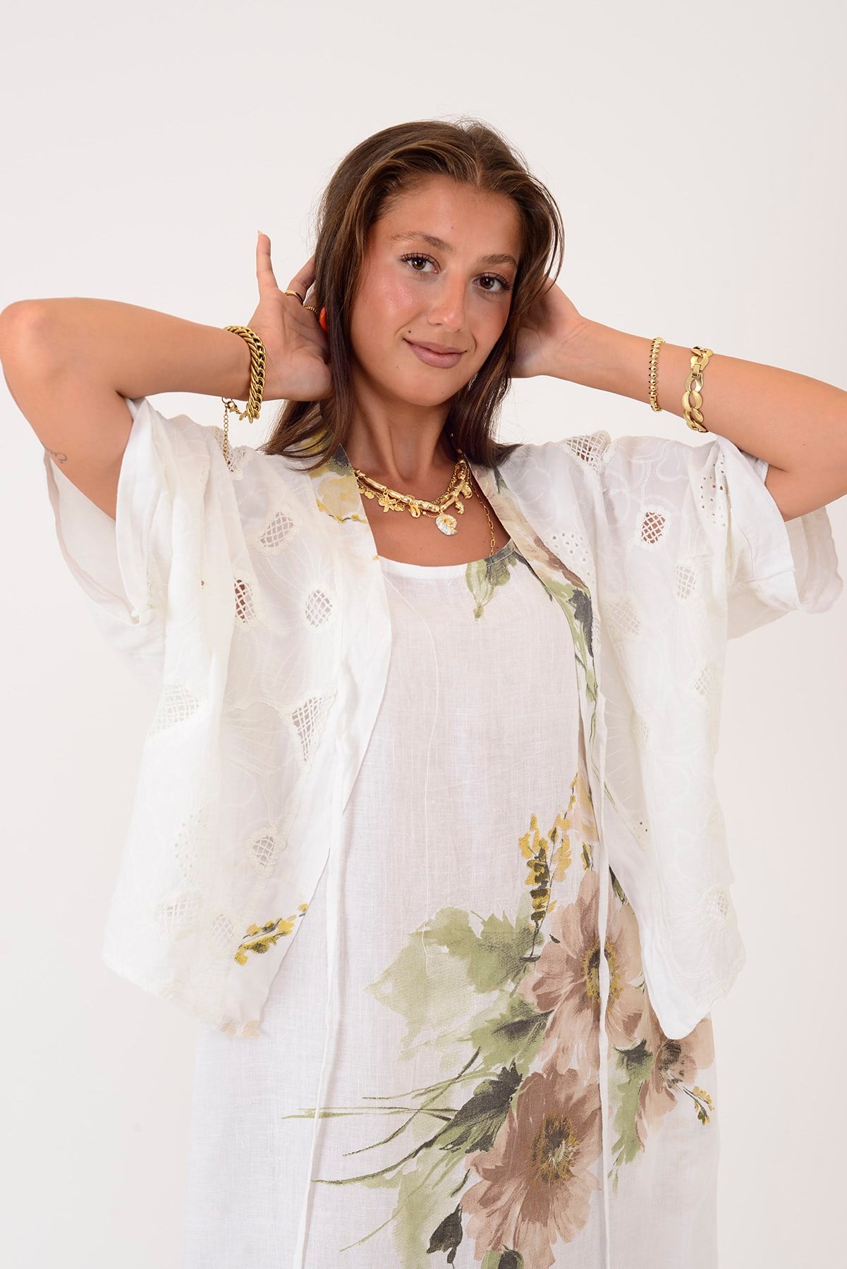 62189 BUKET DESEN BOLERO DETAYLI 2'Lİ KETEN TAKIM