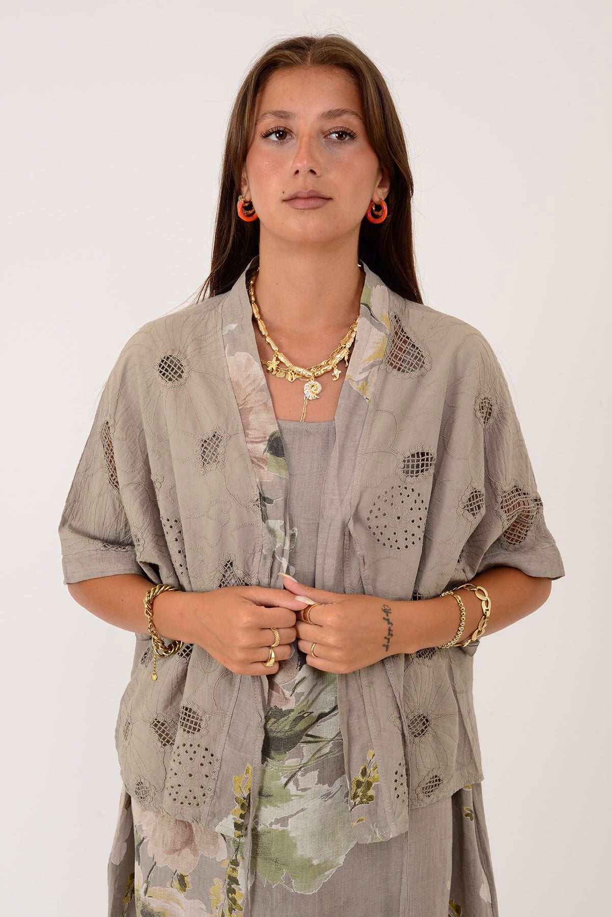 62189 BUKET DESEN BOLERO DETAYLI 2'Lİ KETEN TAKIM