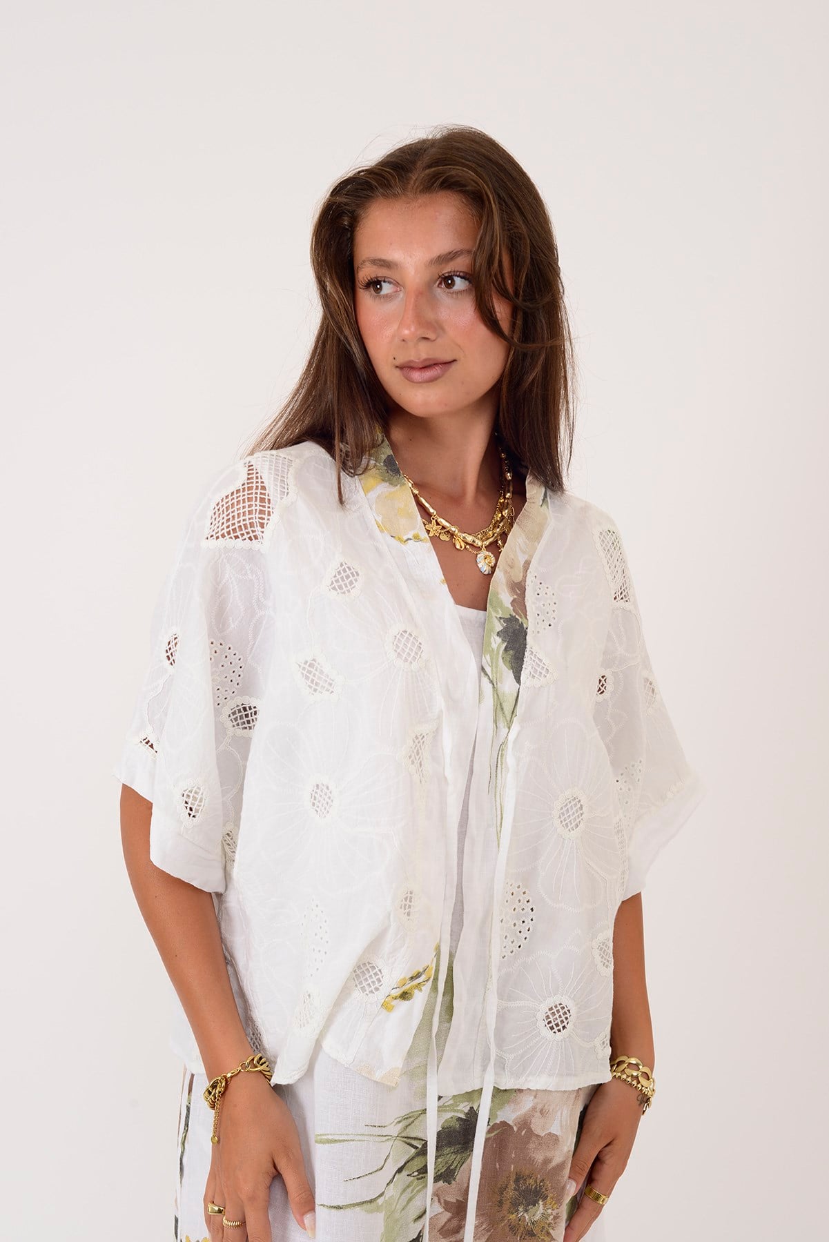62189 BUKET DESEN BOLERO DETAYLI 2'Lİ KETEN TAKIM