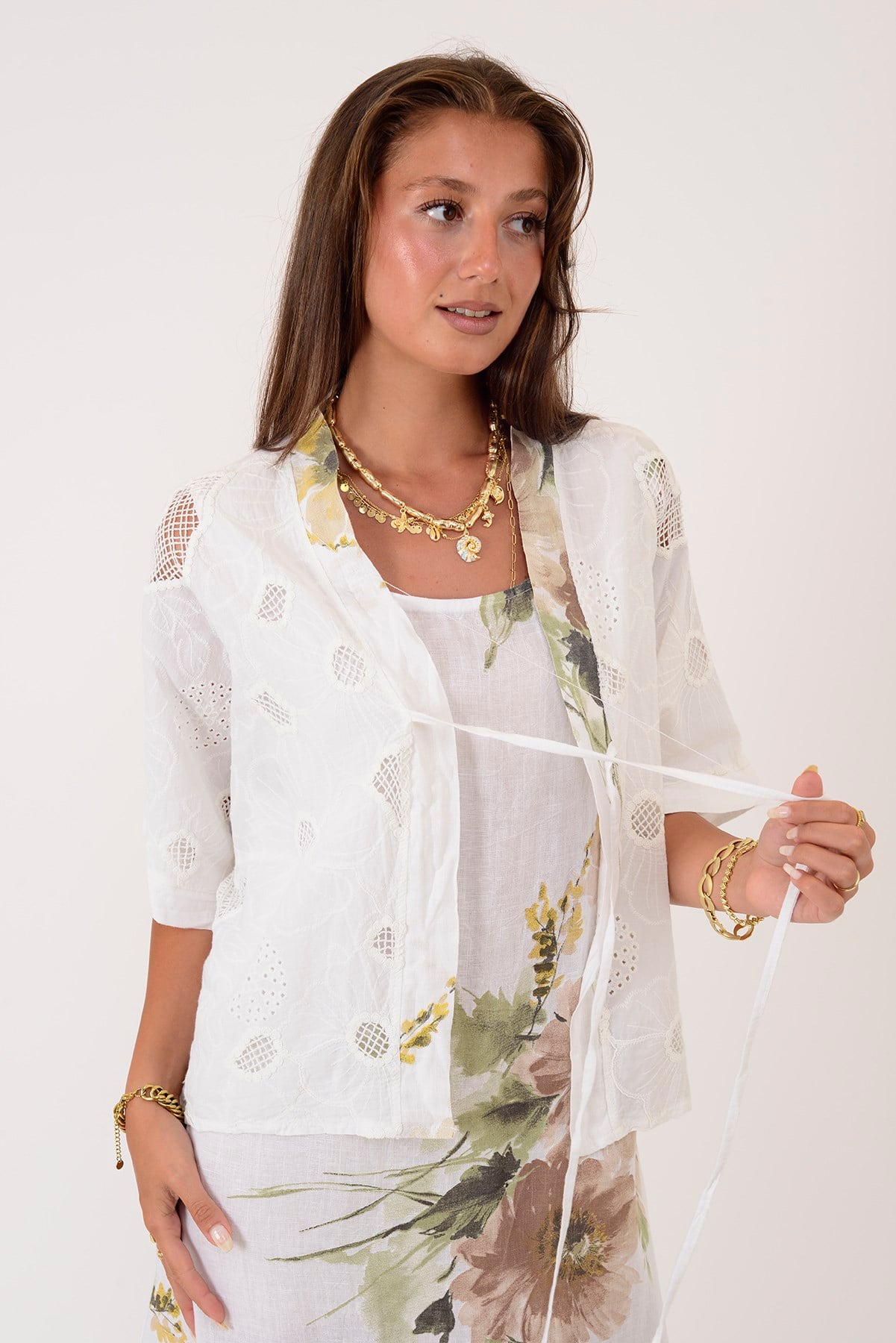 62189 BUKET DESEN BOLERO DETAYLI 2'Lİ KETEN TAKIM