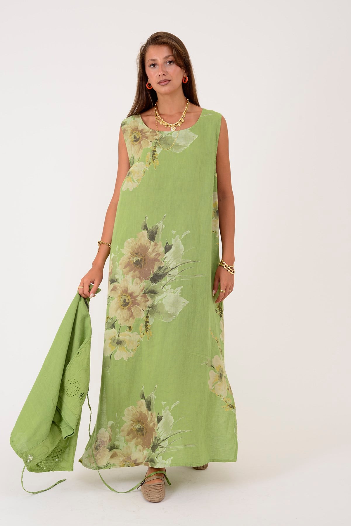 62189 BUKET DESEN BOLERO DETAYLI 2'Lİ KETEN TAKIM