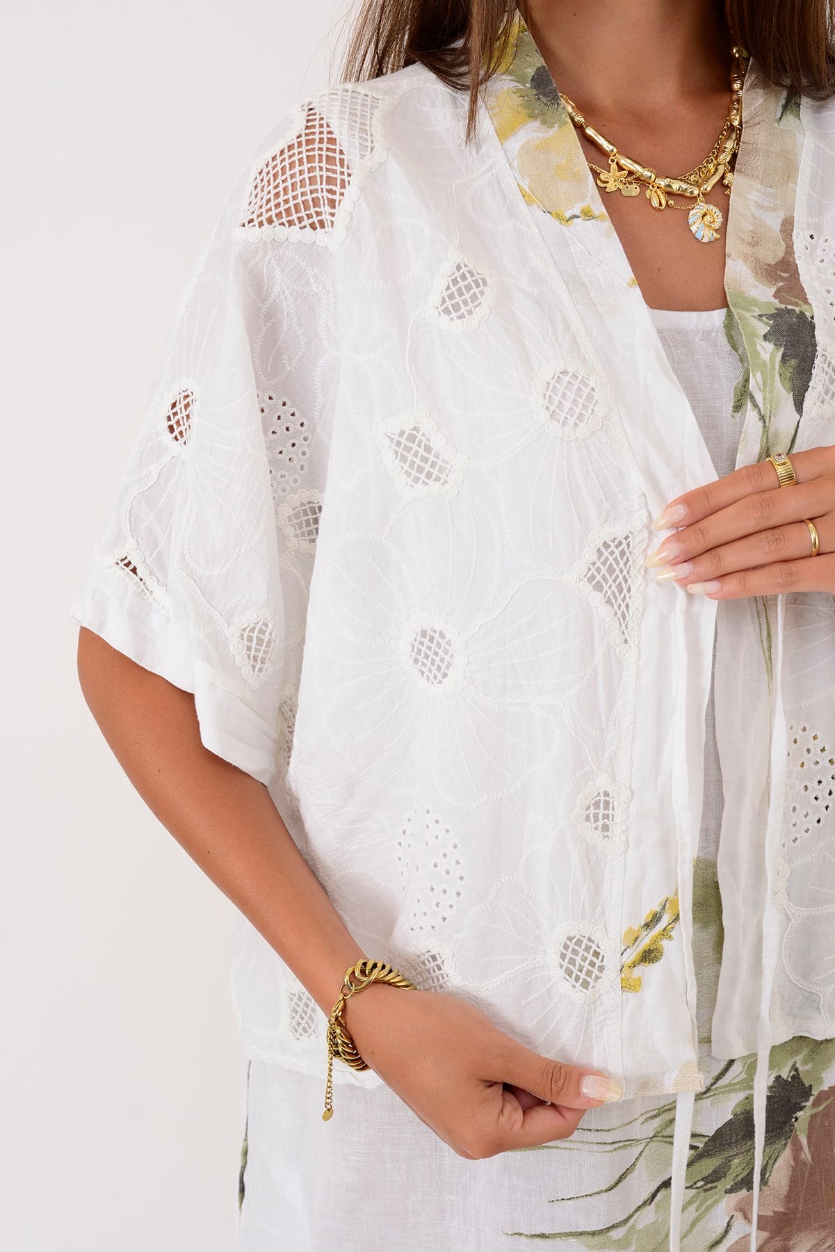 62189 BUKET DESEN BOLERO DETAYLI 2'Lİ KETEN TAKIM