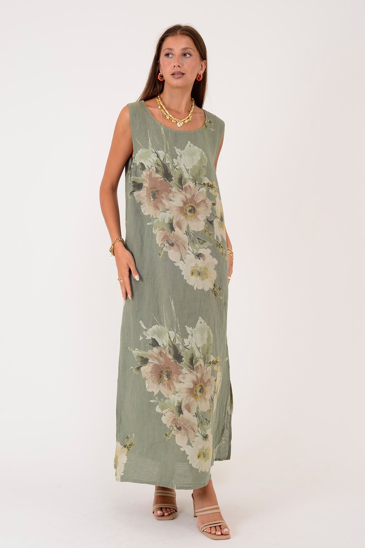 62189 BUKET DESEN BOLERO DETAYLI 2'Lİ KETEN TAKIM