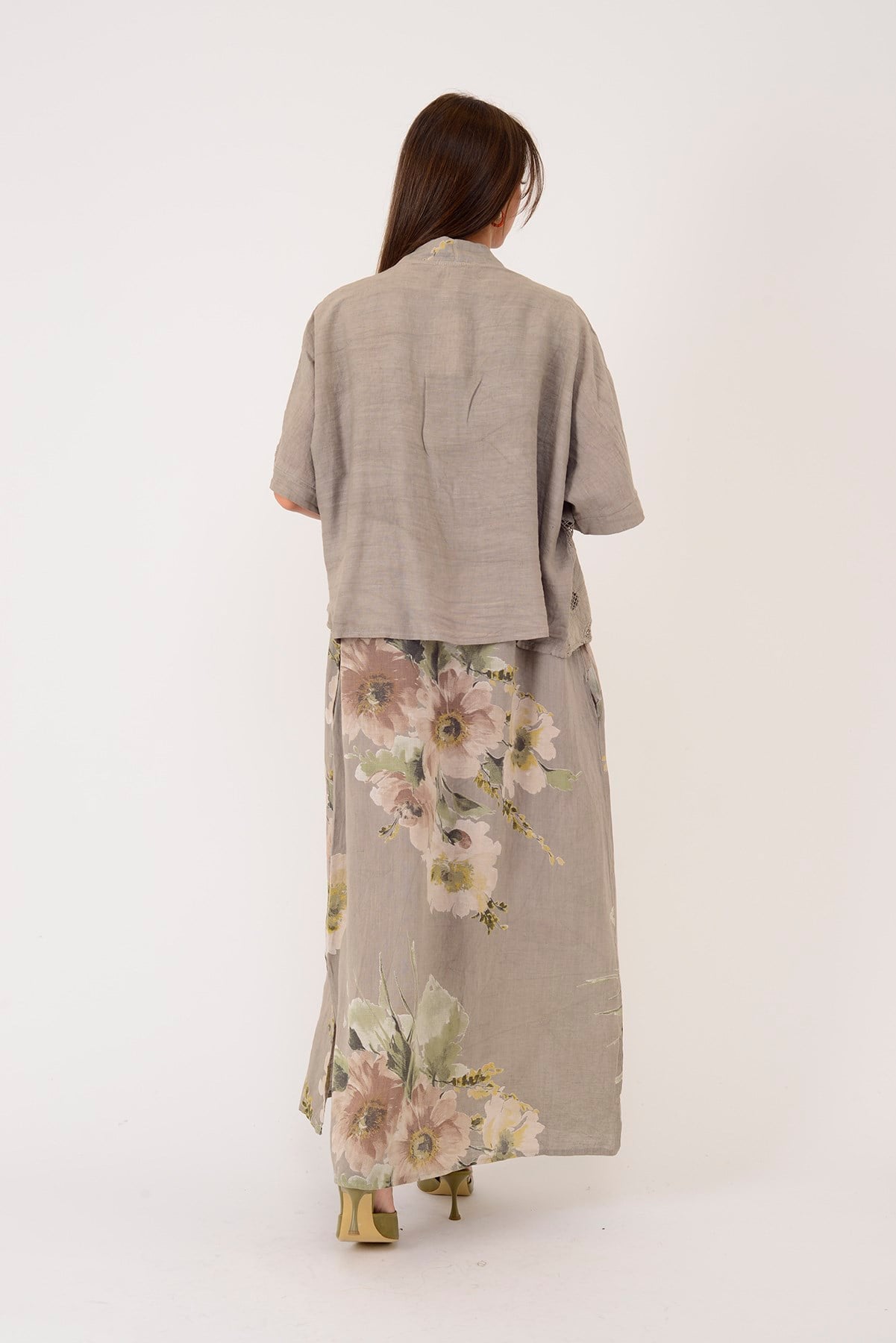 62189 BUKET DESEN BOLERO DETAYLI 2'Lİ KETEN TAKIM
