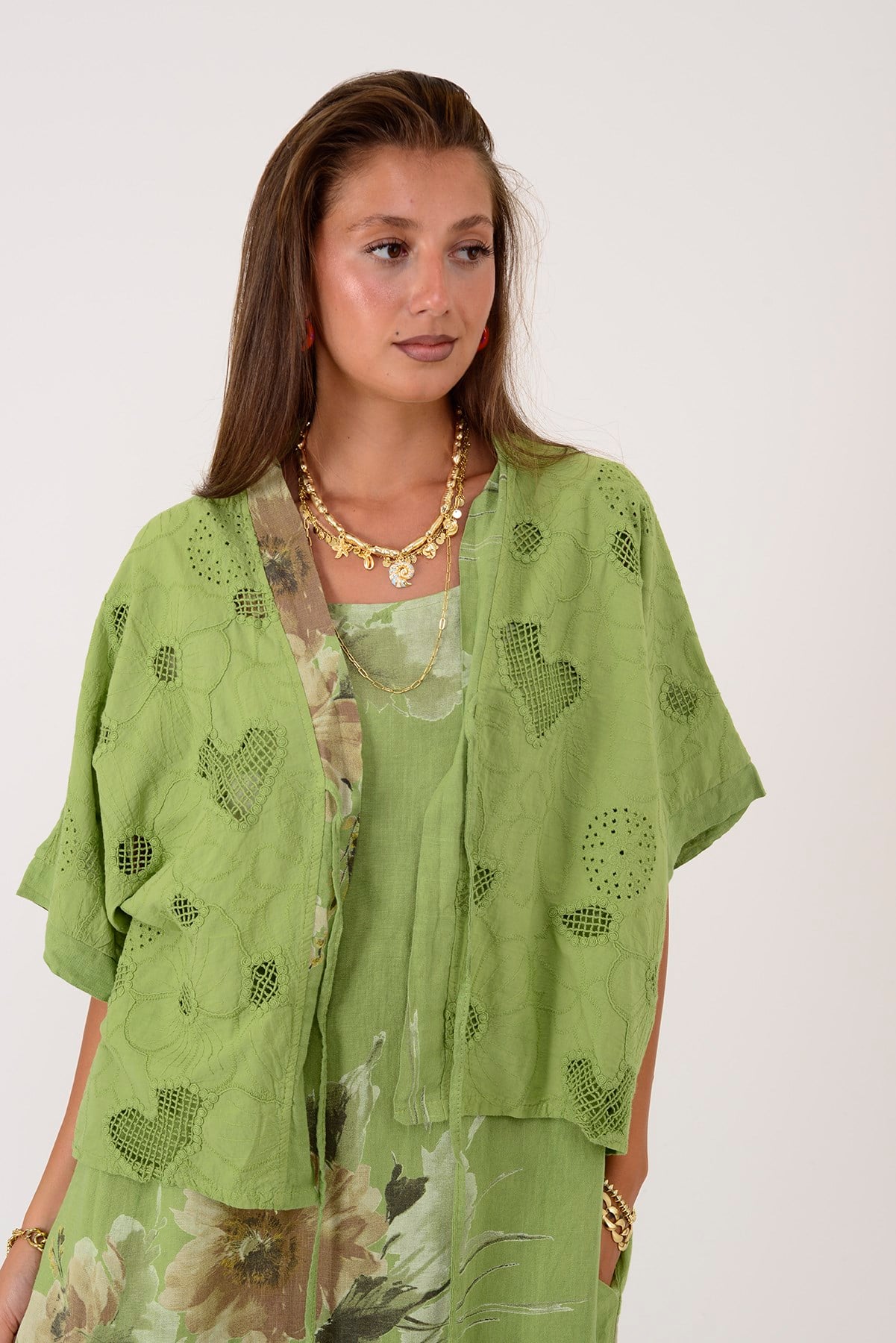 62189 BUKET DESEN BOLERO DETAYLI 2'Lİ KETEN TAKIM