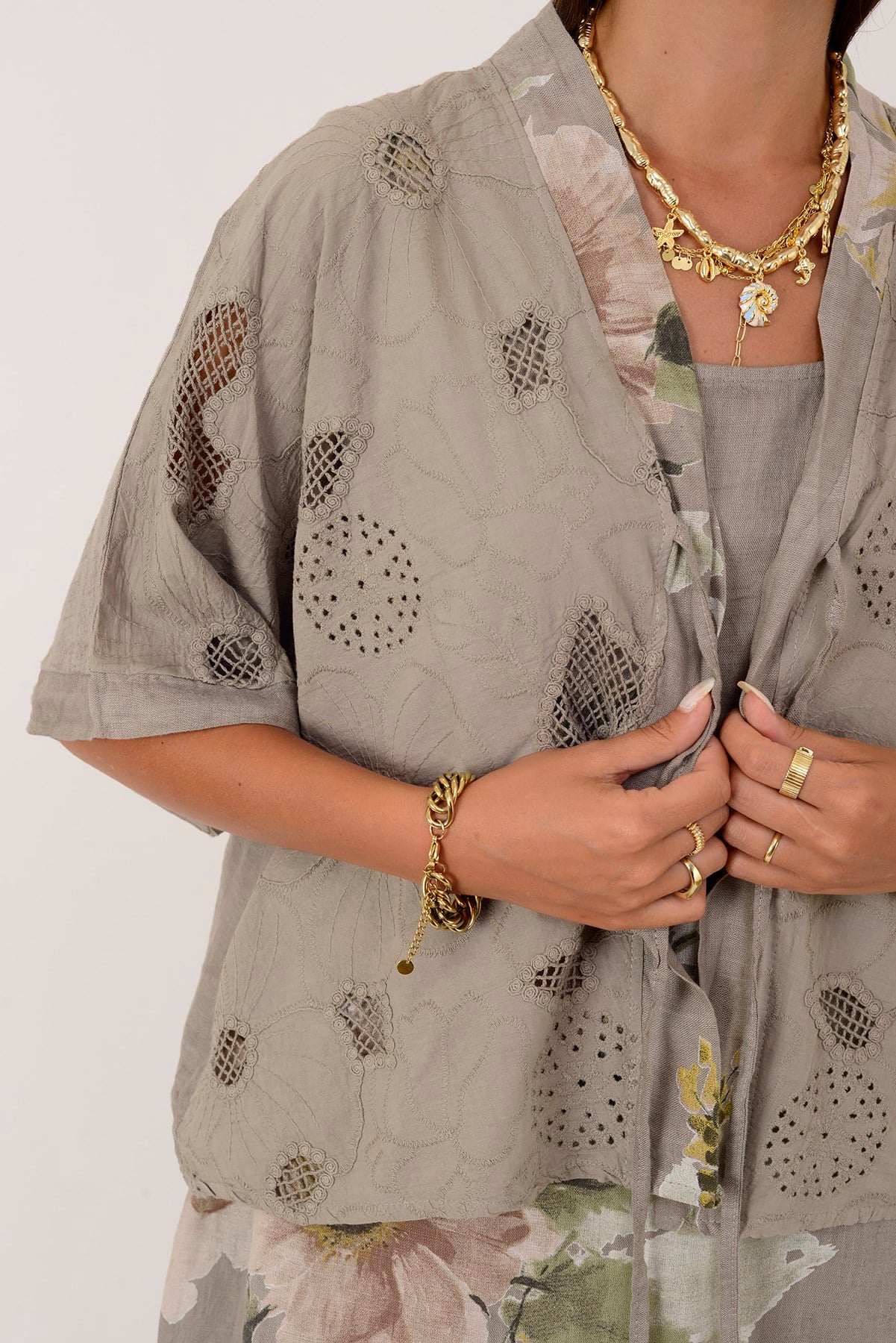 62189 BUKET DESEN BOLERO DETAYLI 2'Lİ KETEN TAKIM