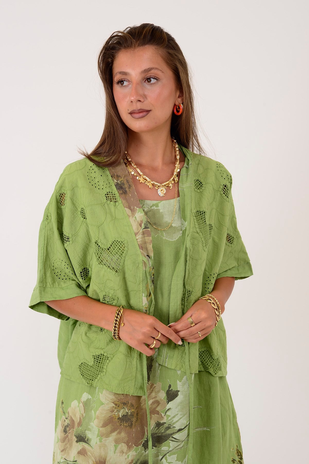 62189 BUKET DESEN BOLERO DETAYLI 2'Lİ KETEN TAKIM