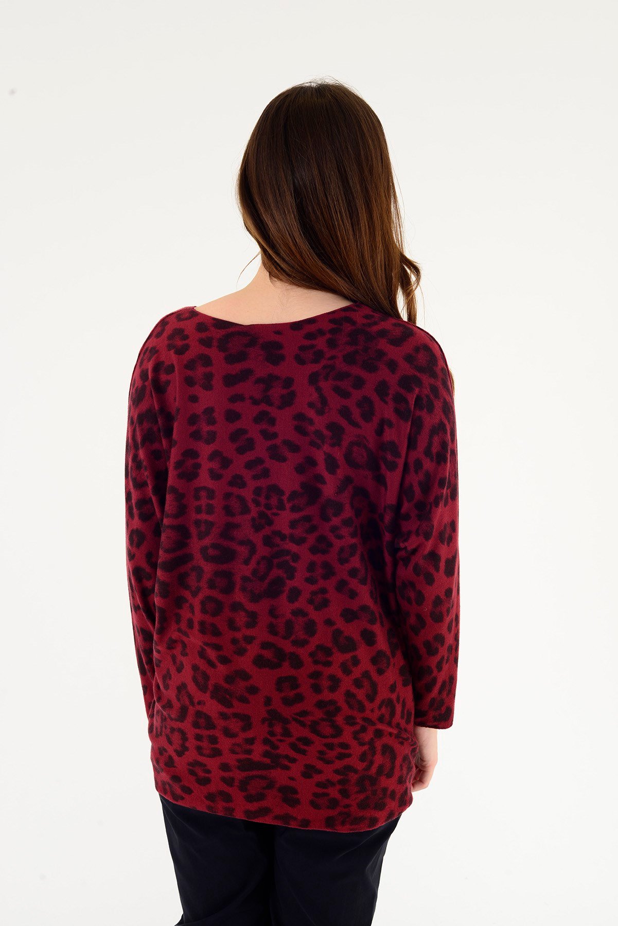 6266 LEOPAR DESEN V YAKA BLUZ
