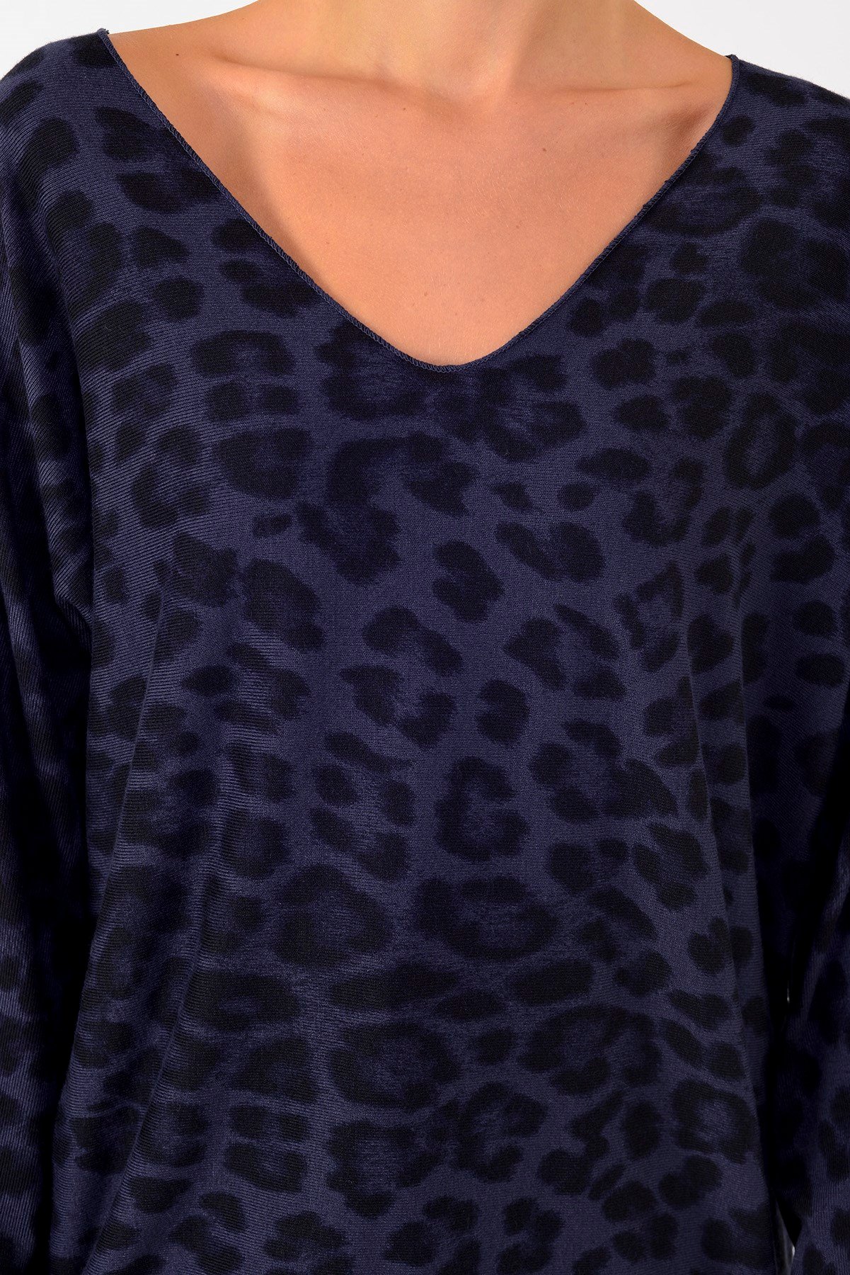 6266 LEOPAR DESEN V YAKA BLUZ