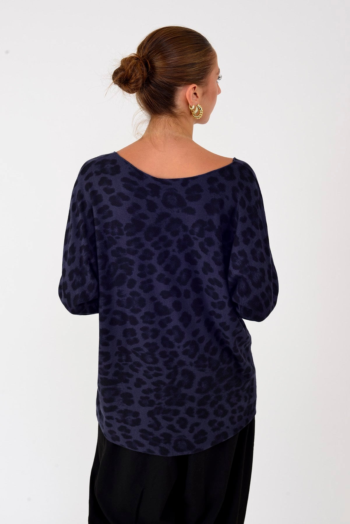 6266 LEOPAR DESEN V YAKA BLUZ