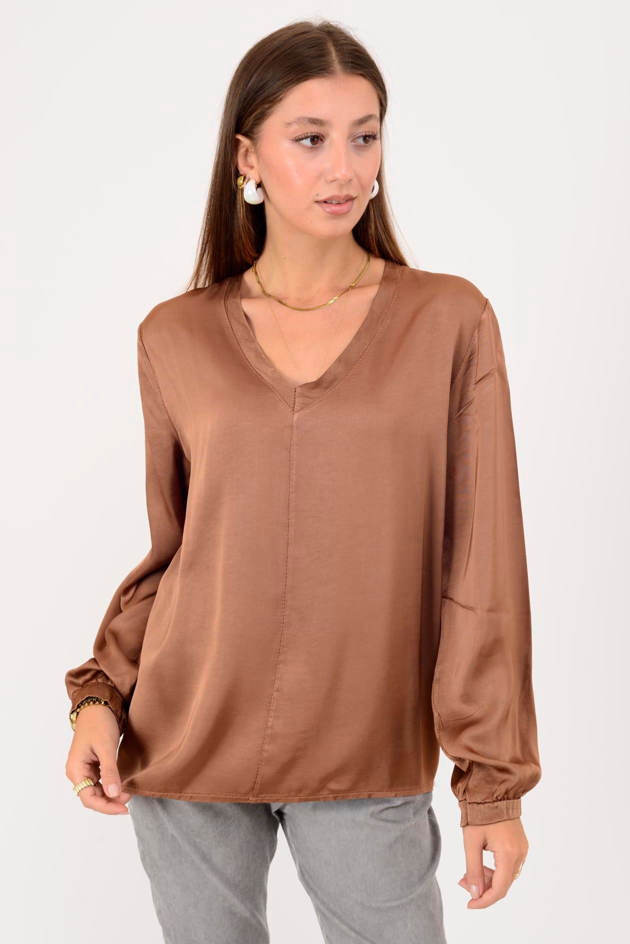 65034 UZUN KOLLU SATEN BLUZ
