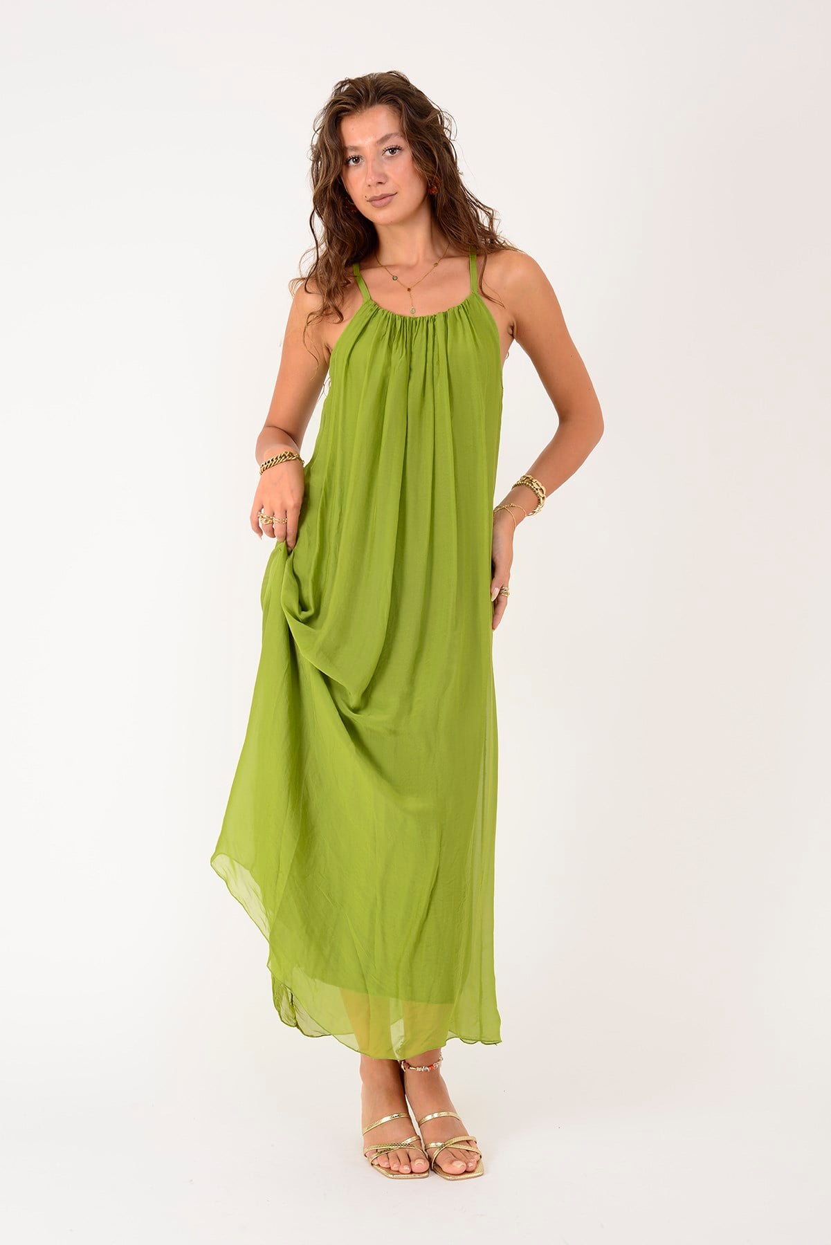 65675 JANE ASKILI İPEK ELBİSE