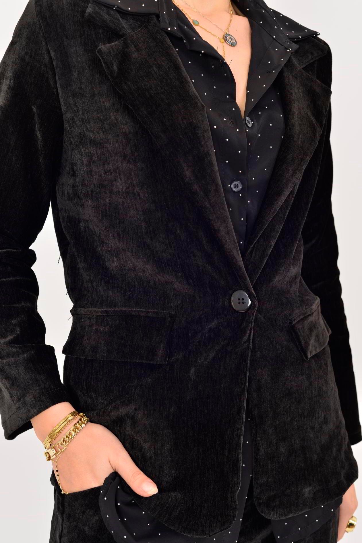 6829 KRUVAZE YAKA 2'Lİ KADİFE TAKIM