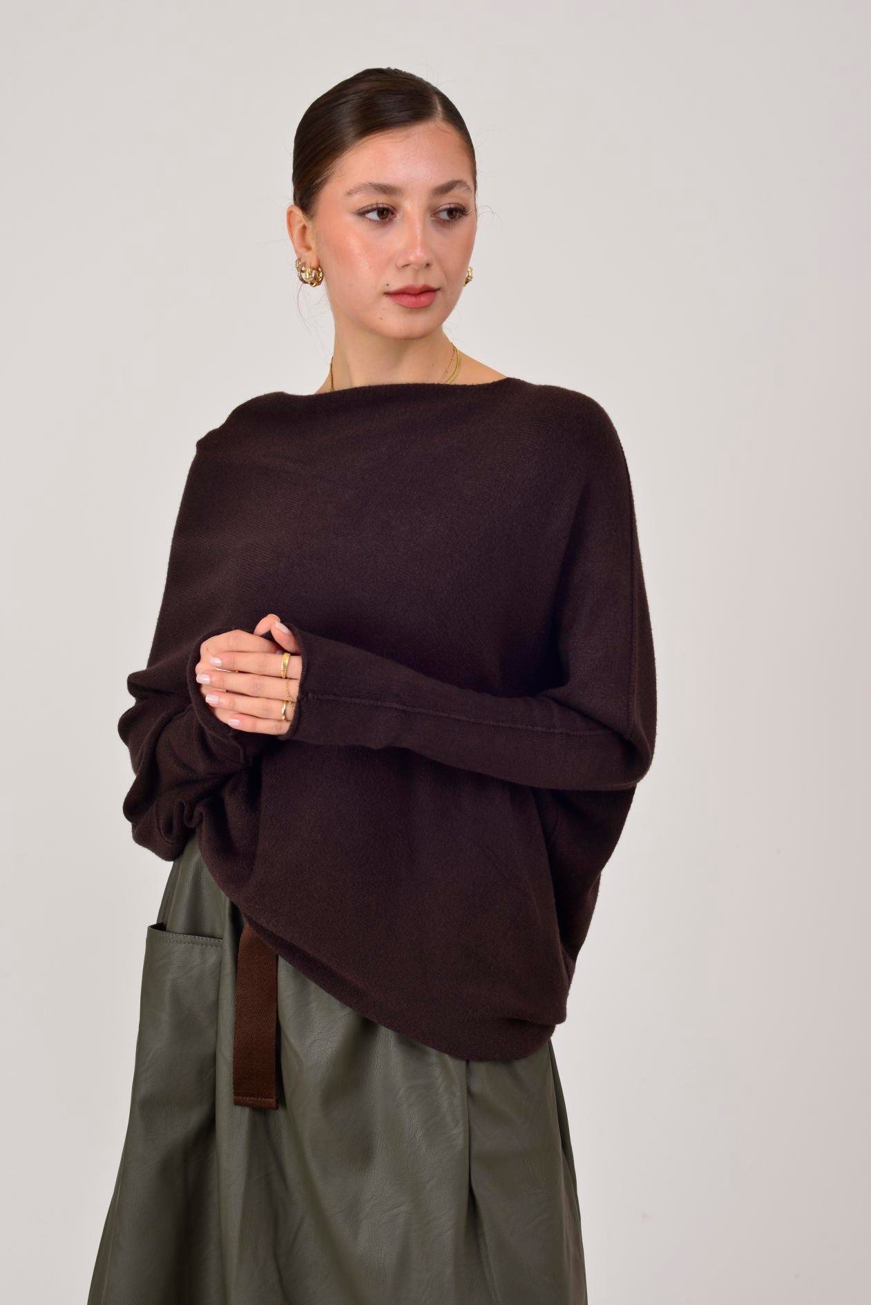 7109 TEK OMUZ ASİMETRİK KESİM TRİKO BLUZ