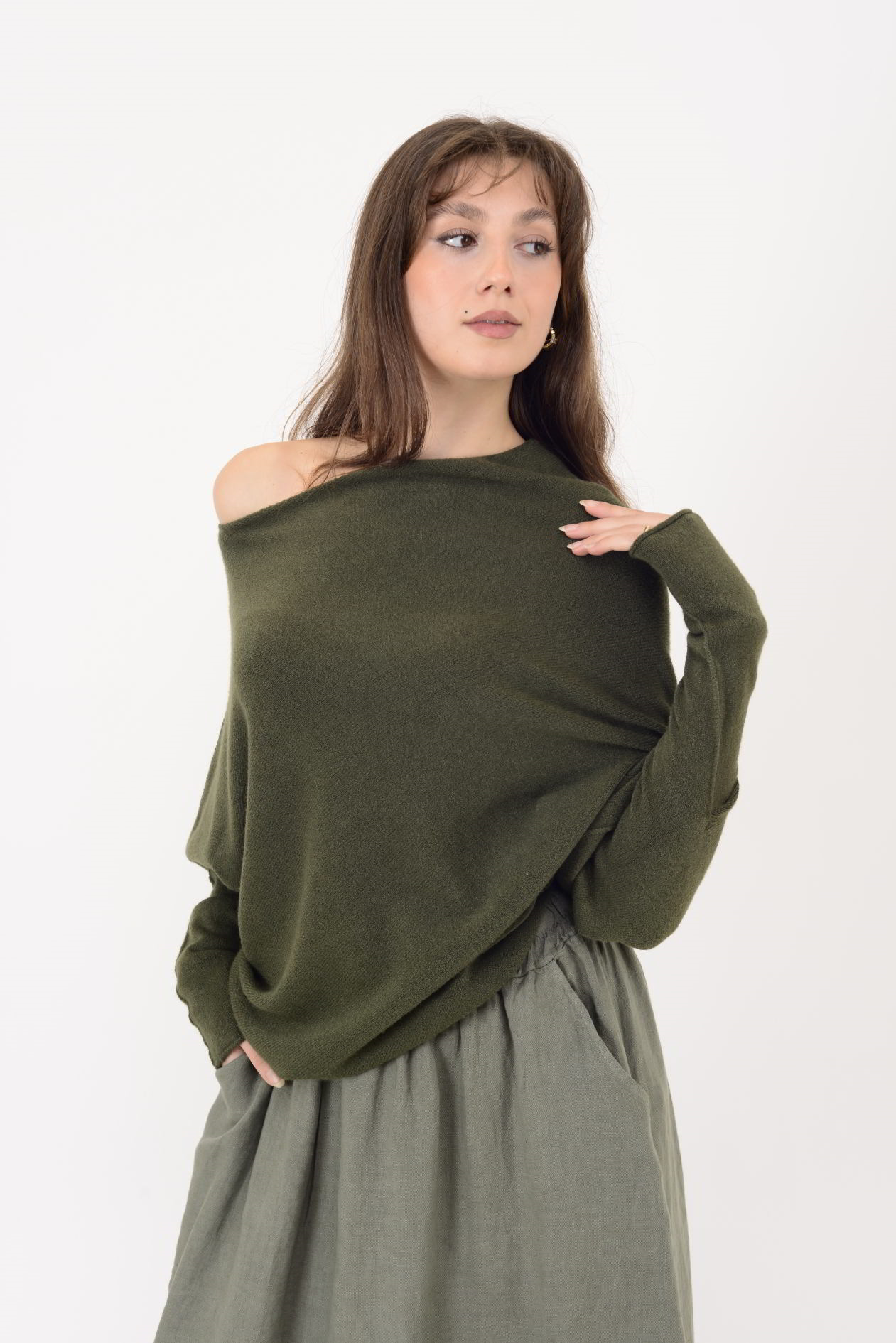 7109 TEK OMUZ ASİMETRİK KESİM TRİKO BLUZ