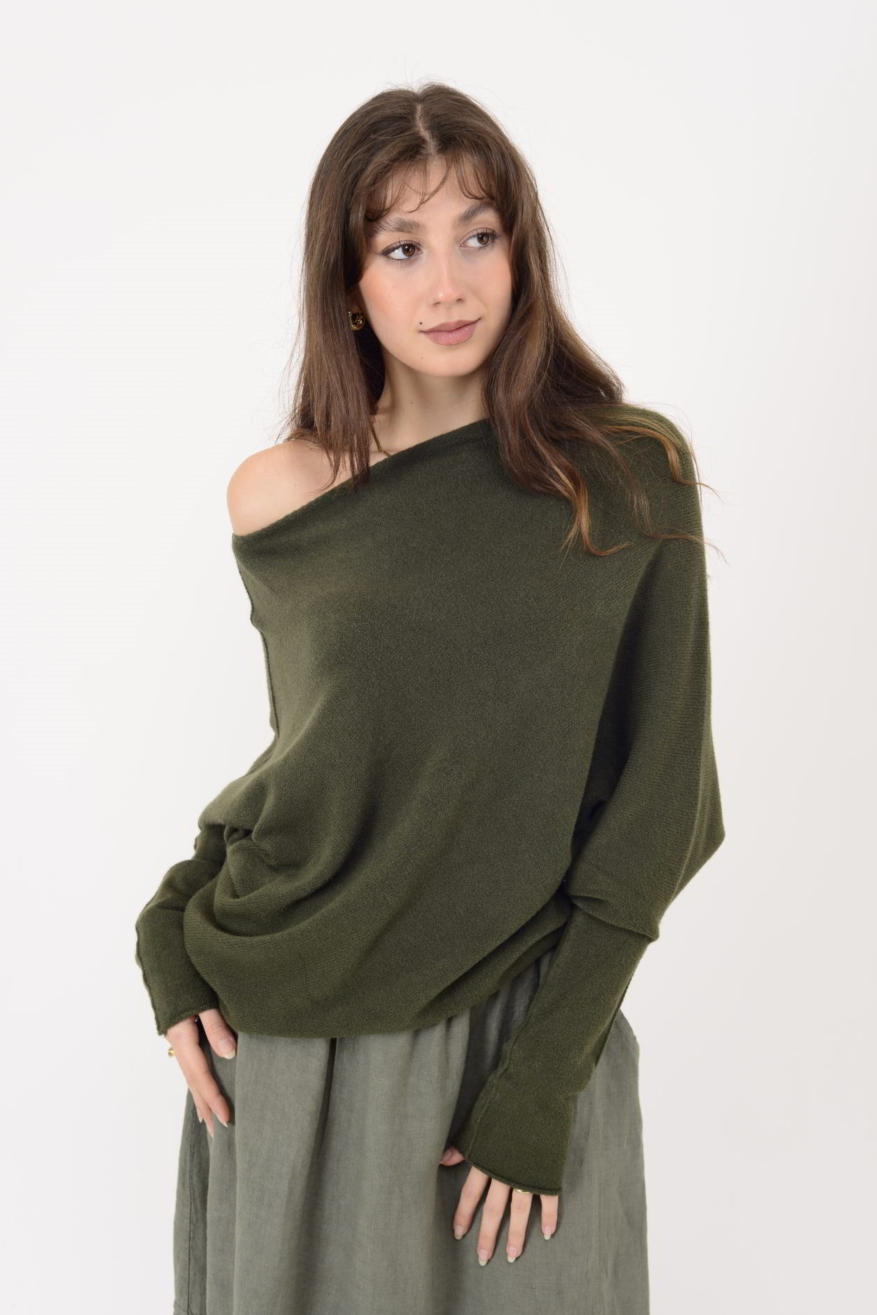 7109 TEK OMUZ ASİMETRİK KESİM TRİKO BLUZ