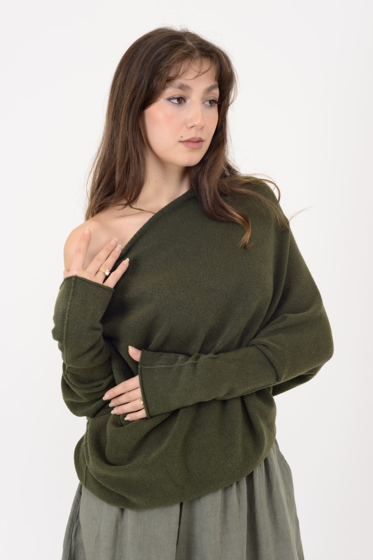 7109 TEK OMUZ ASİMETRİK KESİM TRİKO BLUZ