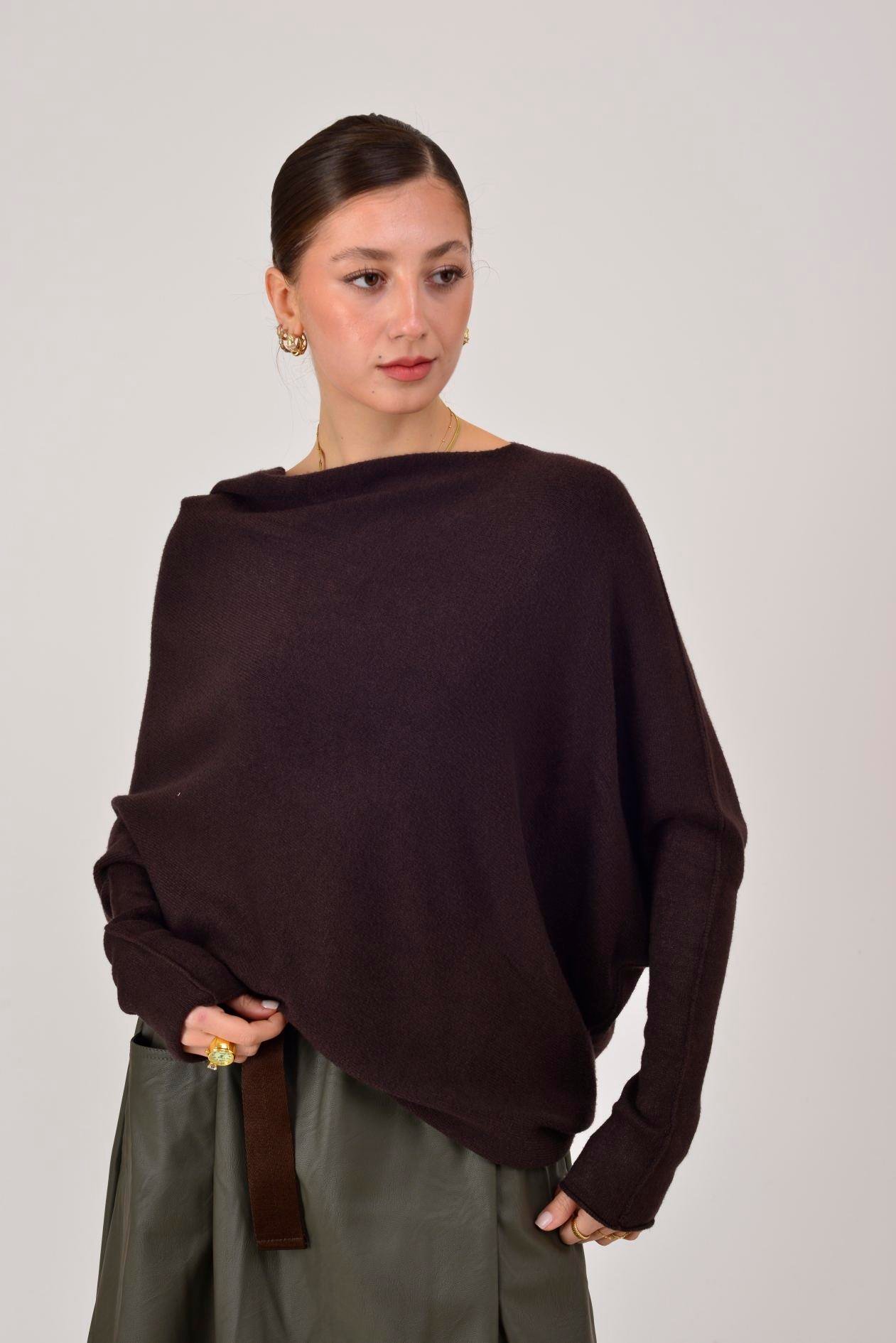 7109 TEK OMUZ ASİMETRİK KESİM TRİKO BLUZ