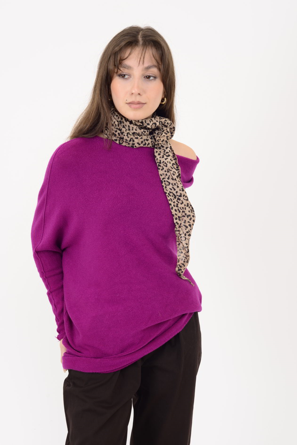 7109 TEK OMUZ ASİMETRİK KESİM TRİKO BLUZ