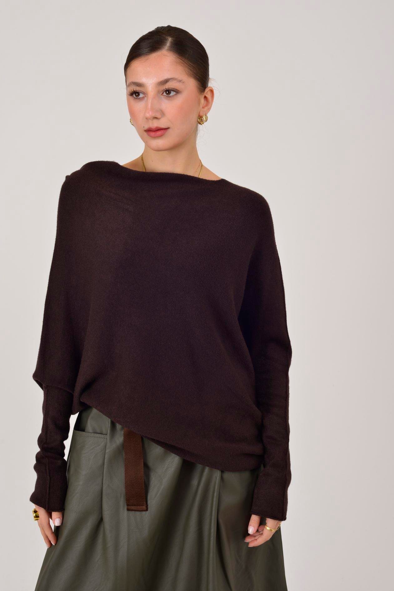 7109 TEK OMUZ ASİMETRİK KESİM TRİKO BLUZ