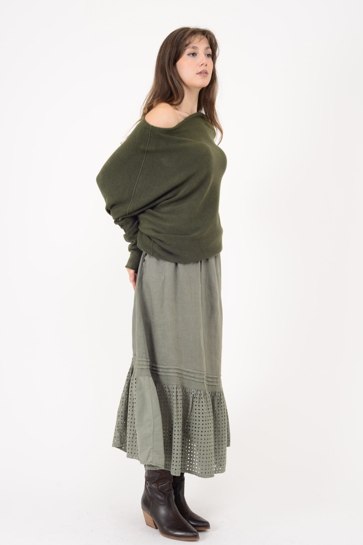 7109 TEK OMUZ ASİMETRİK KESİM TRİKO BLUZ