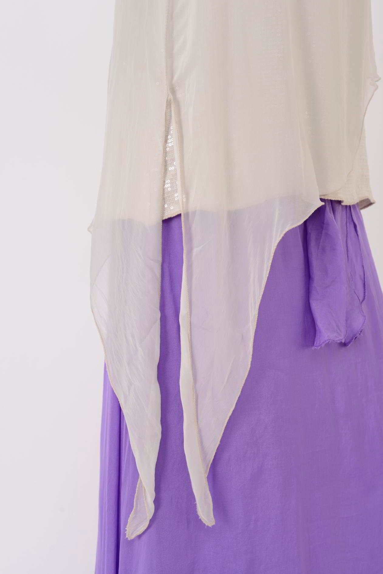 7161 ASİMETRİK KESİM PAYET DETAYLI İPEK BLUZ