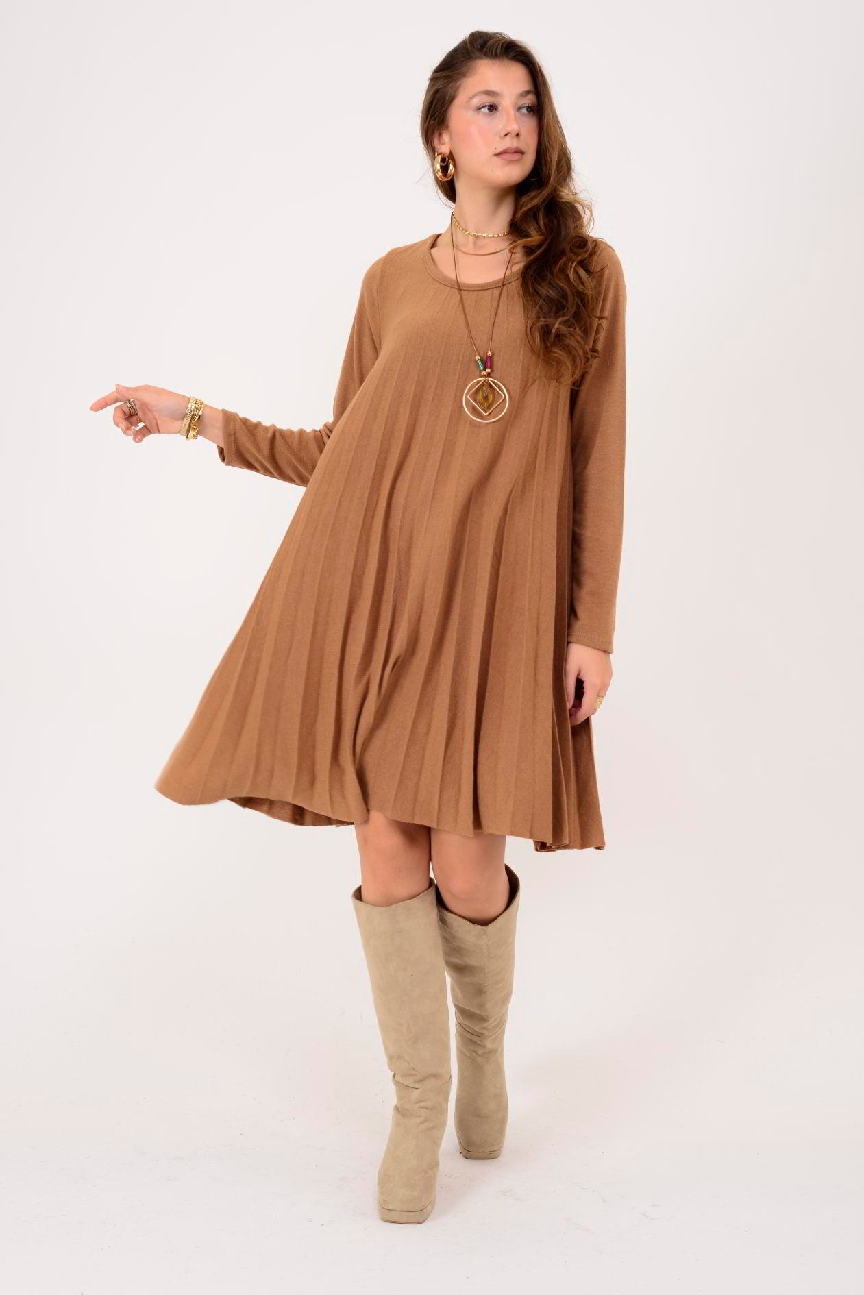 71653 PİLELİ TRİKO ELBİSE