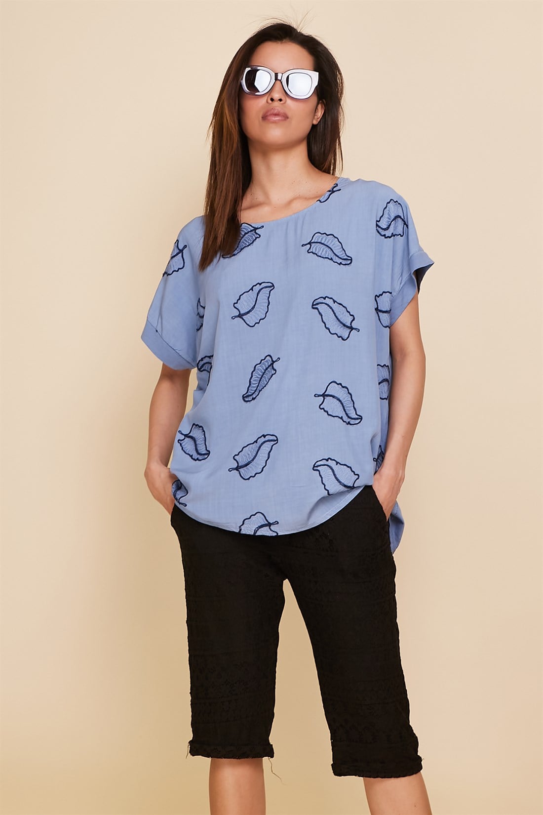 71803 YAPRAK İŞLEME BLUZ