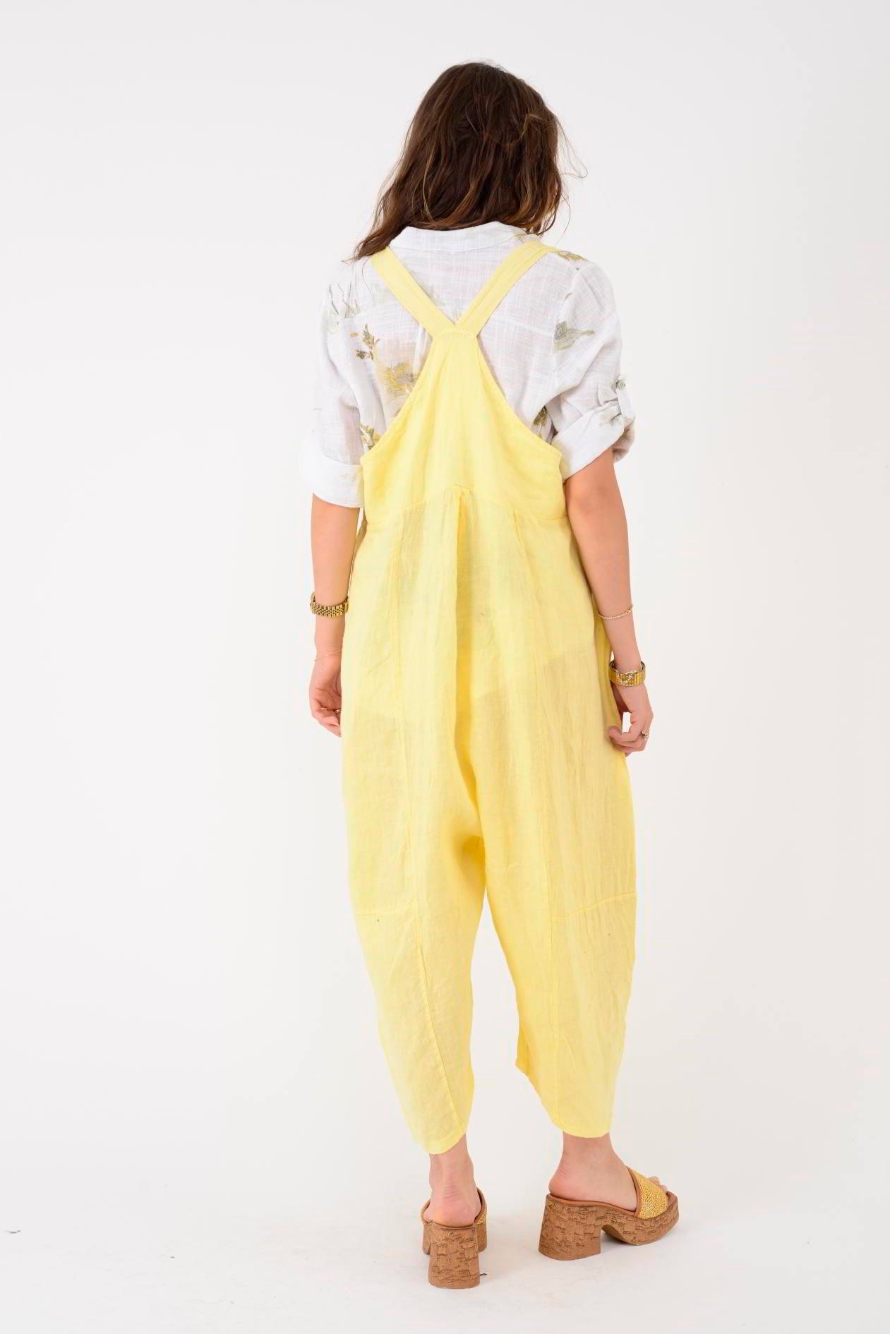 72229 DÜĞME DETAYLI KETEN ŞALVAR SALOPET