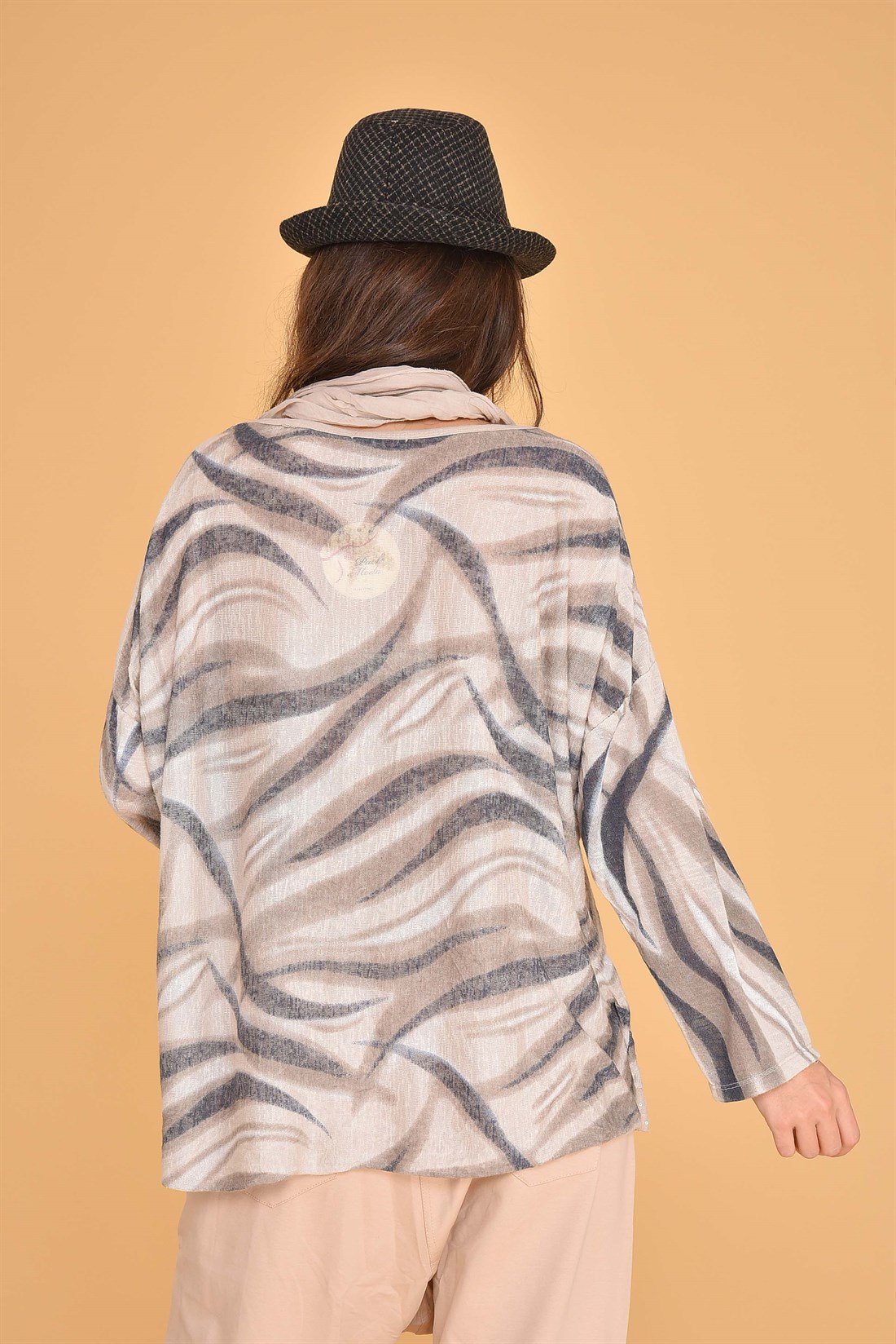 7258 FULARLI ZEBRA DESENLİ BLUZ