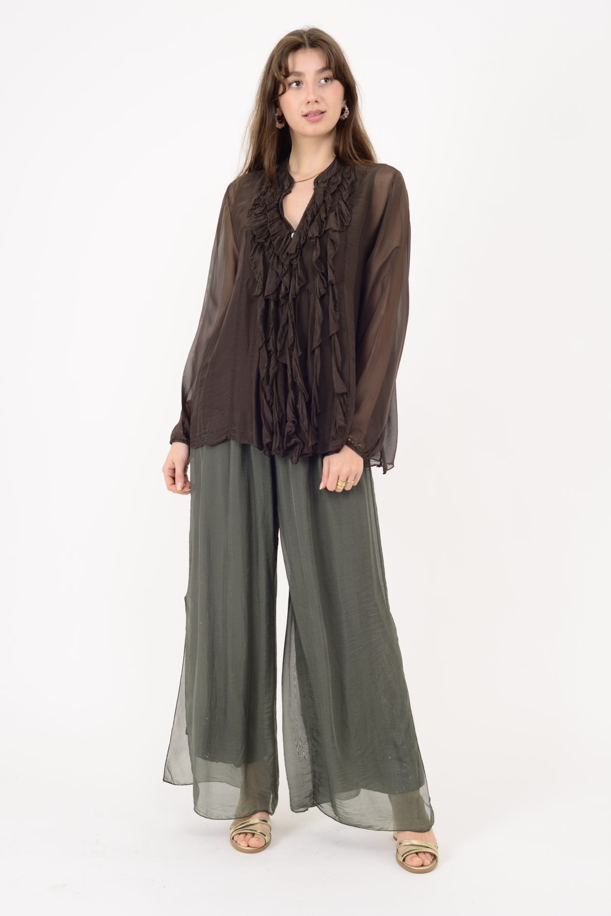 7322 COSTELLO FIRFIR DETAYLI İPEK BLUZ