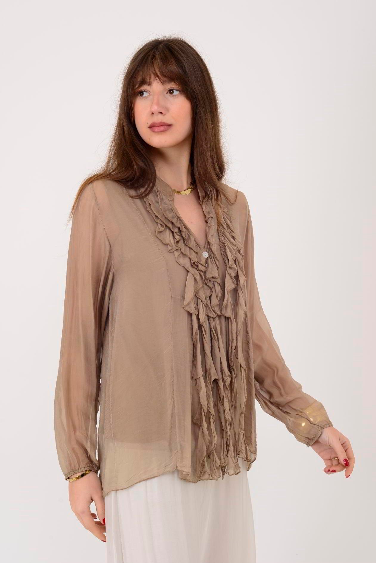 7322 COSTELLO FIRFIR DETAYLI İPEK BLUZ