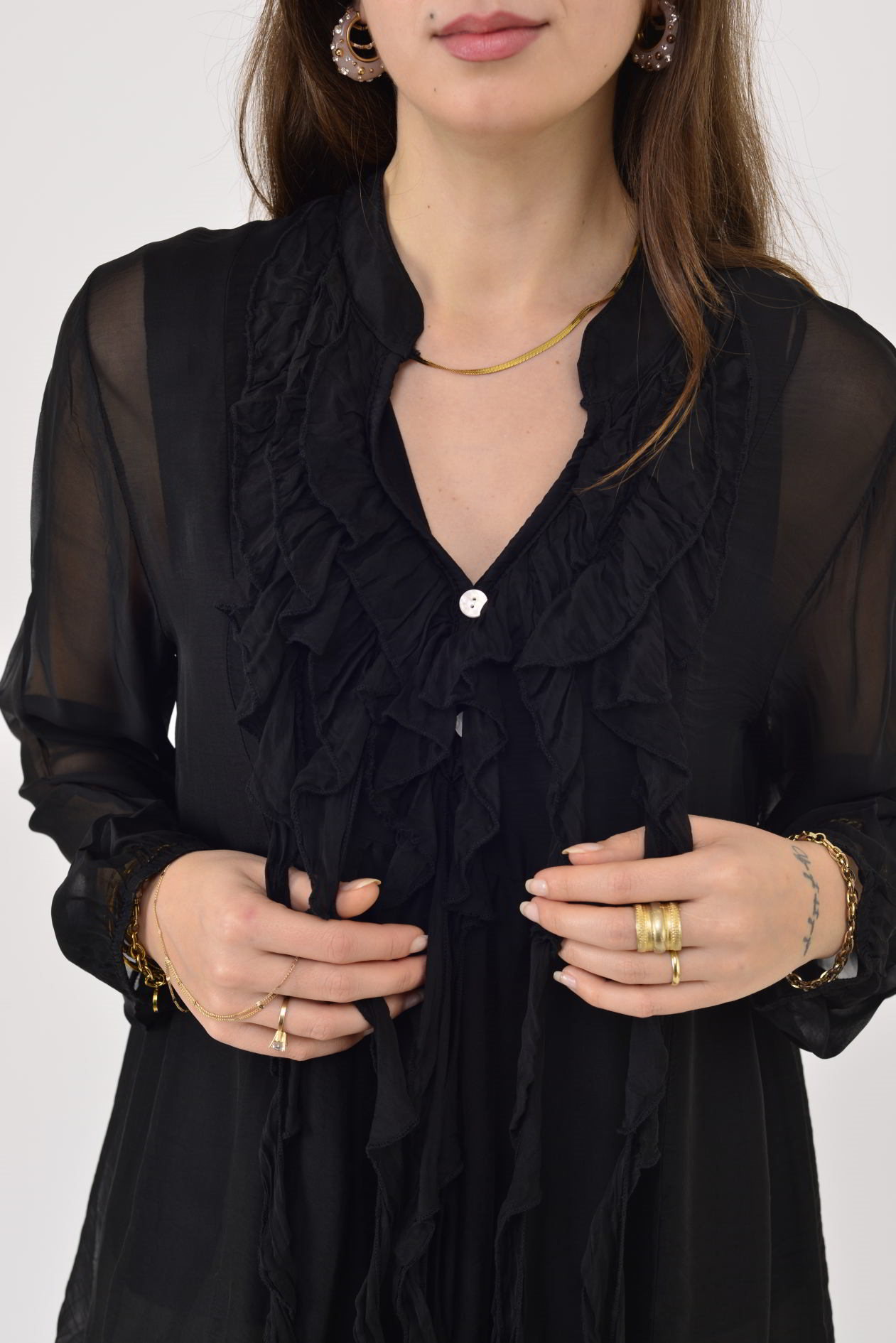 7322 COSTELLO FIRFIR DETAYLI İPEK BLUZ