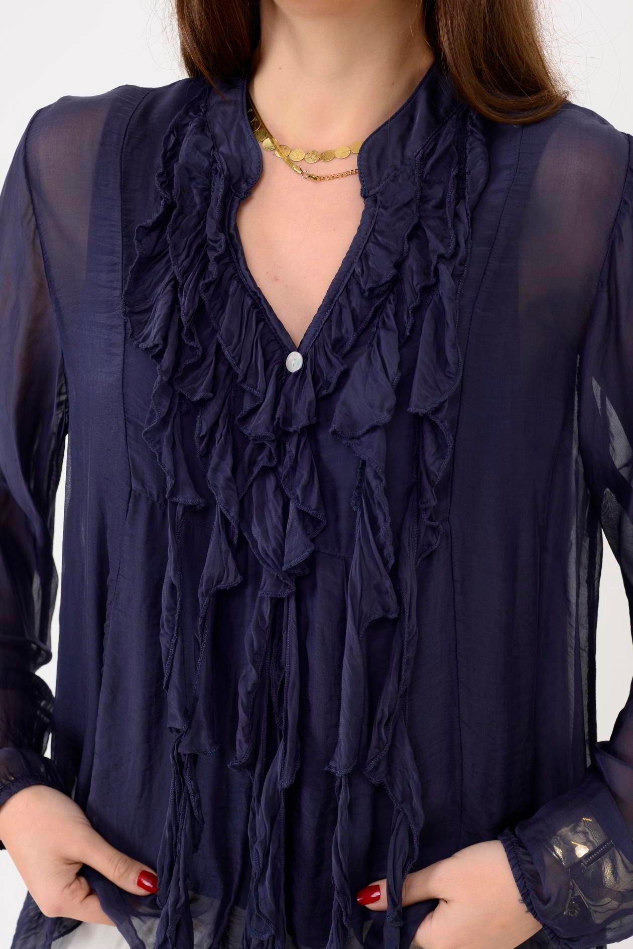 7322 COSTELLO FIRFIR DETAYLI İPEK BLUZ