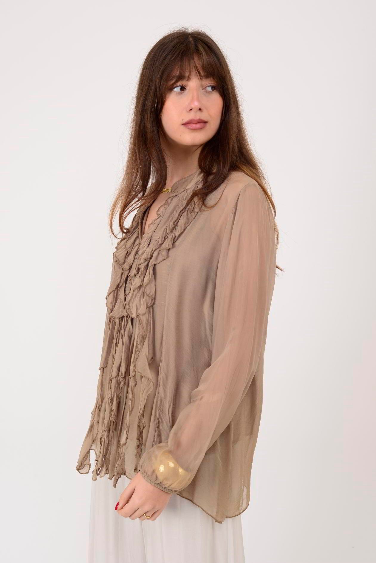 7322 COSTELLO FIRFIR DETAYLI İPEK BLUZ