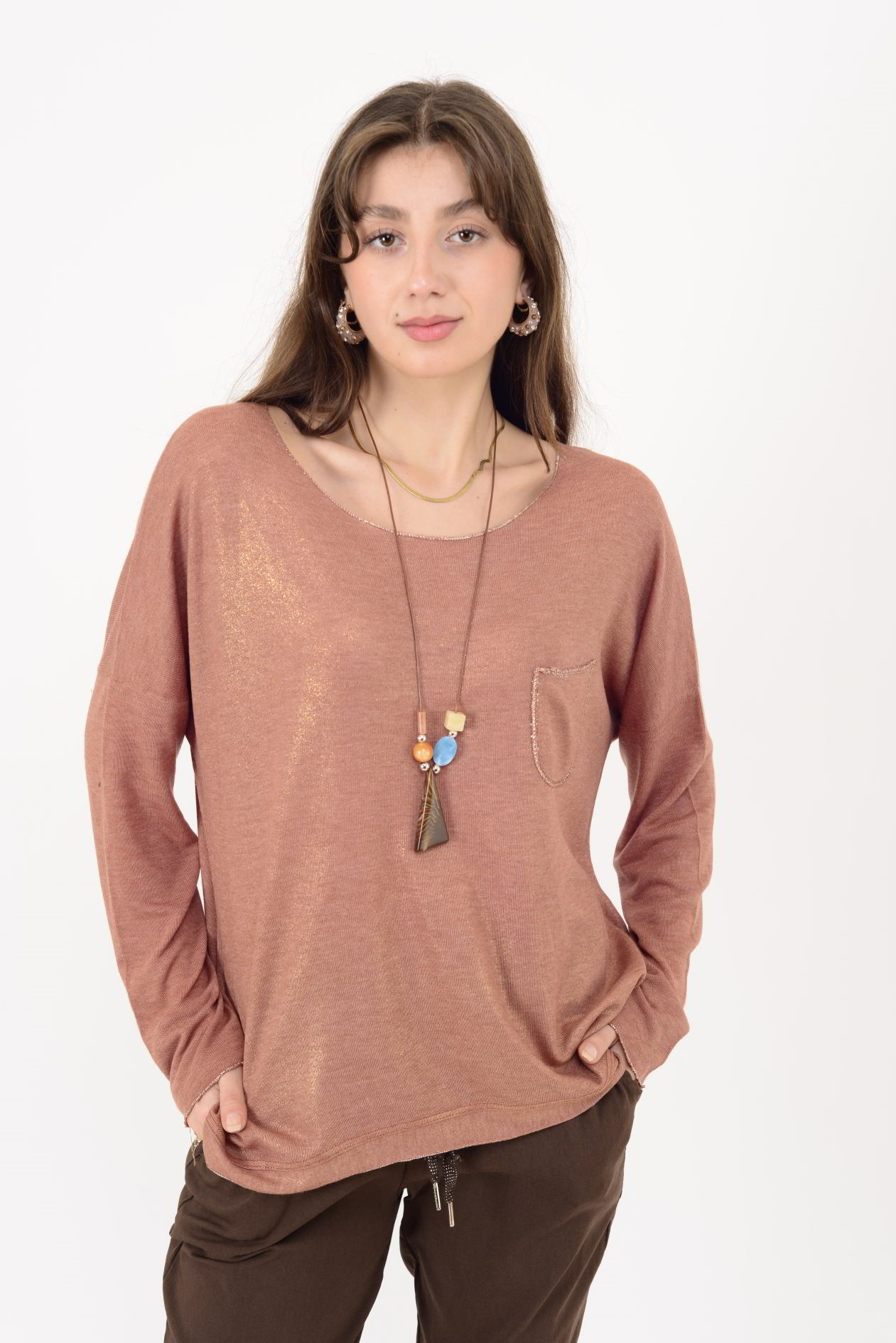 7646 CEP DETAYLI SİMLİ BLUZ