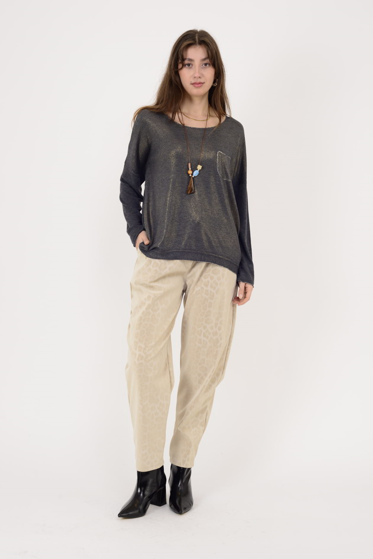 7646 CEP DETAYLI SİMLİ BLUZ