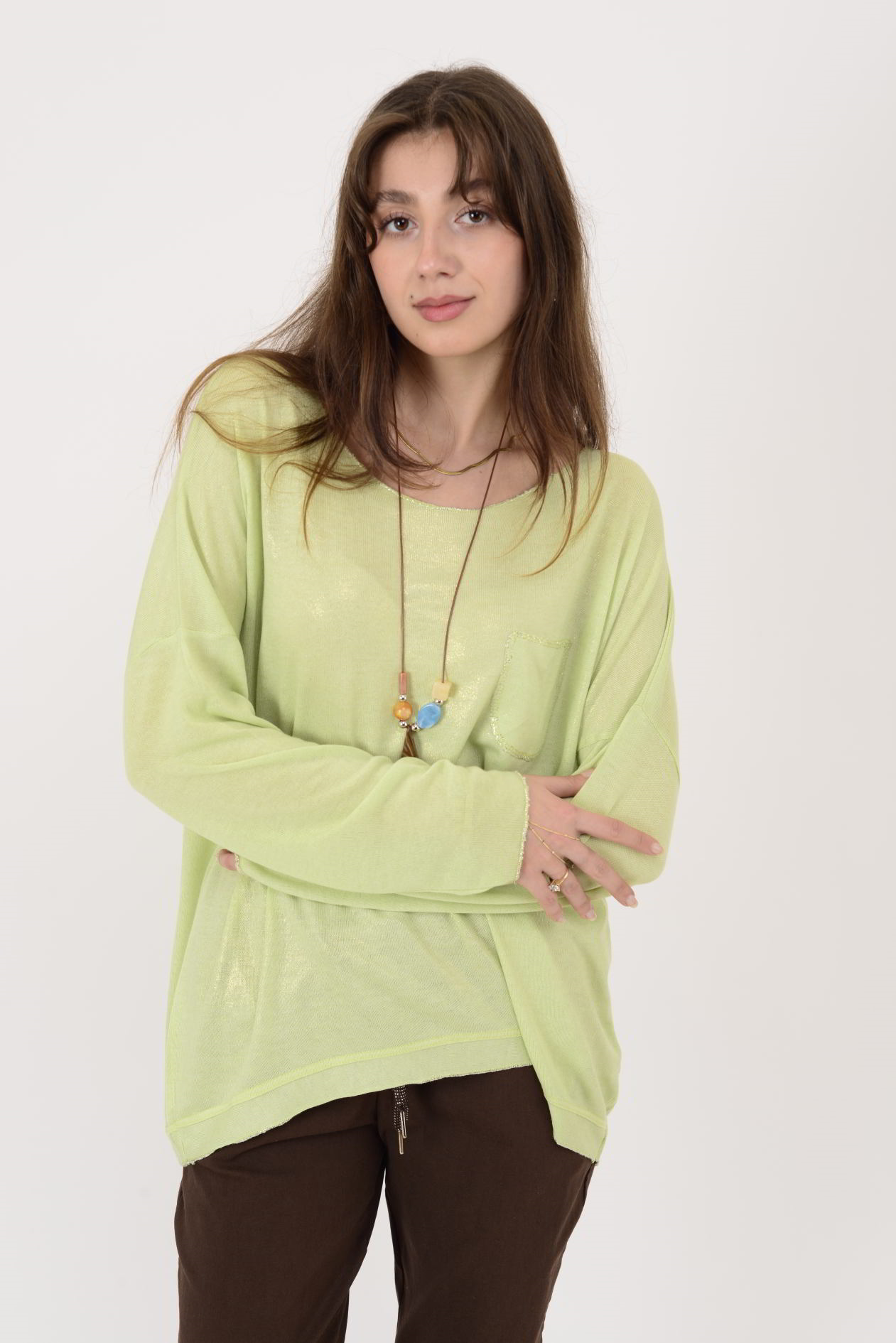 7646 CEP DETAYLI SİMLİ BLUZ