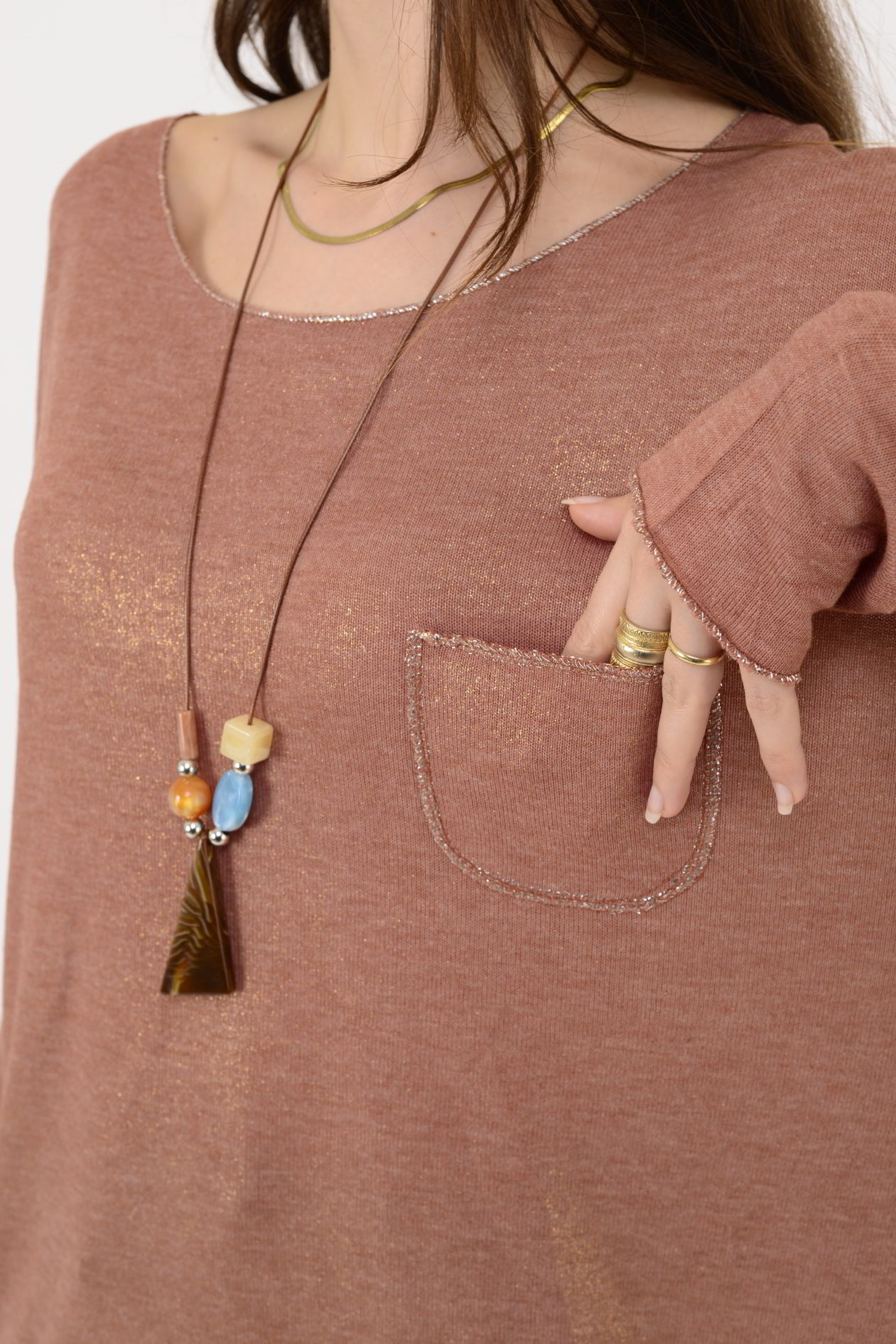 7646 CEP DETAYLI SİMLİ BLUZ