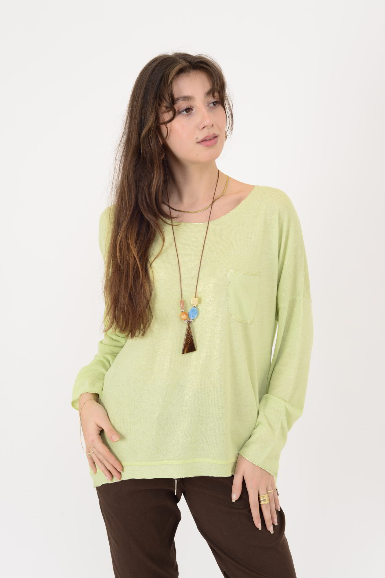 7646 CEP DETAYLI SİMLİ BLUZ