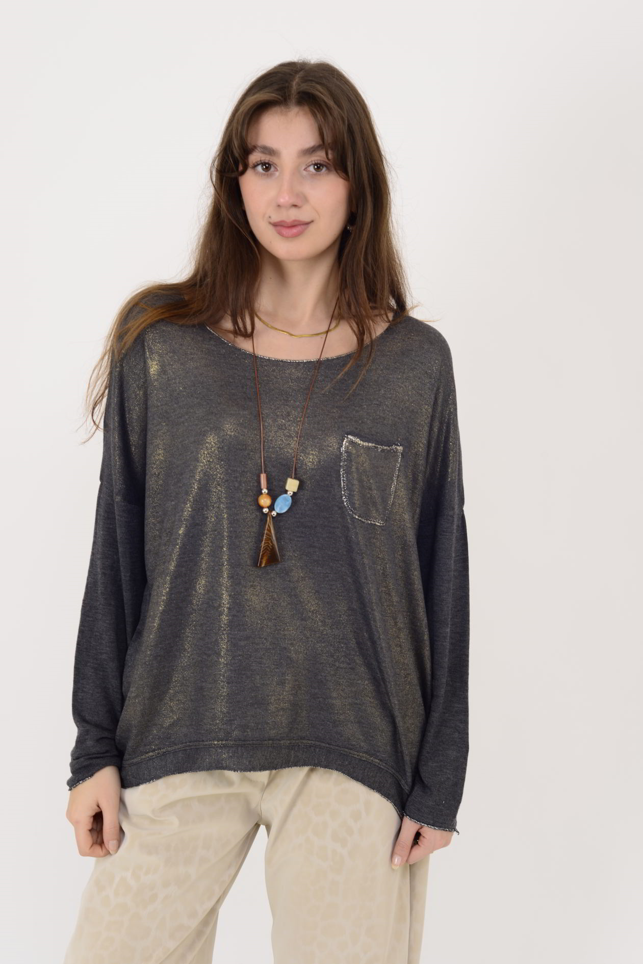 7646 CEP DETAYLI SİMLİ BLUZ