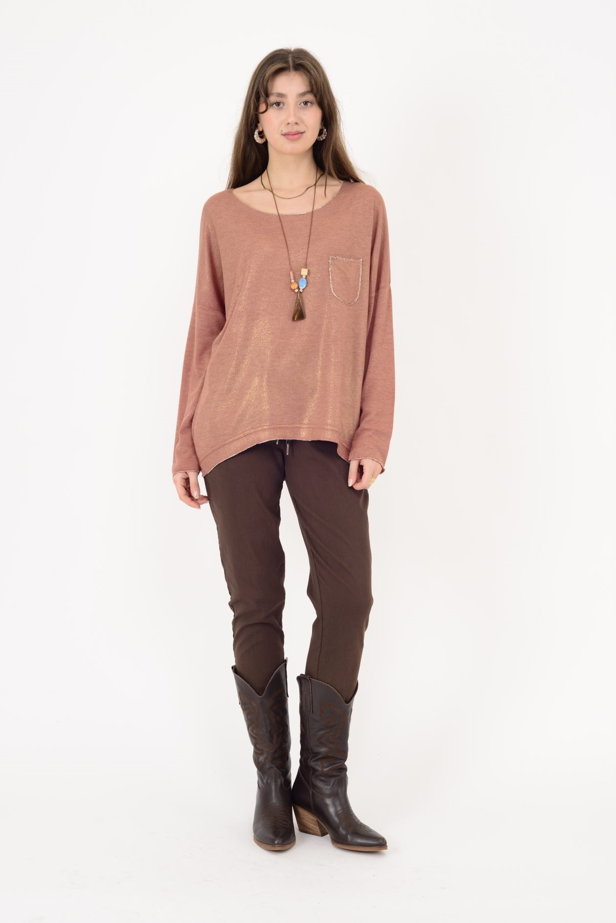 7646 CEP DETAYLI SİMLİ BLUZ