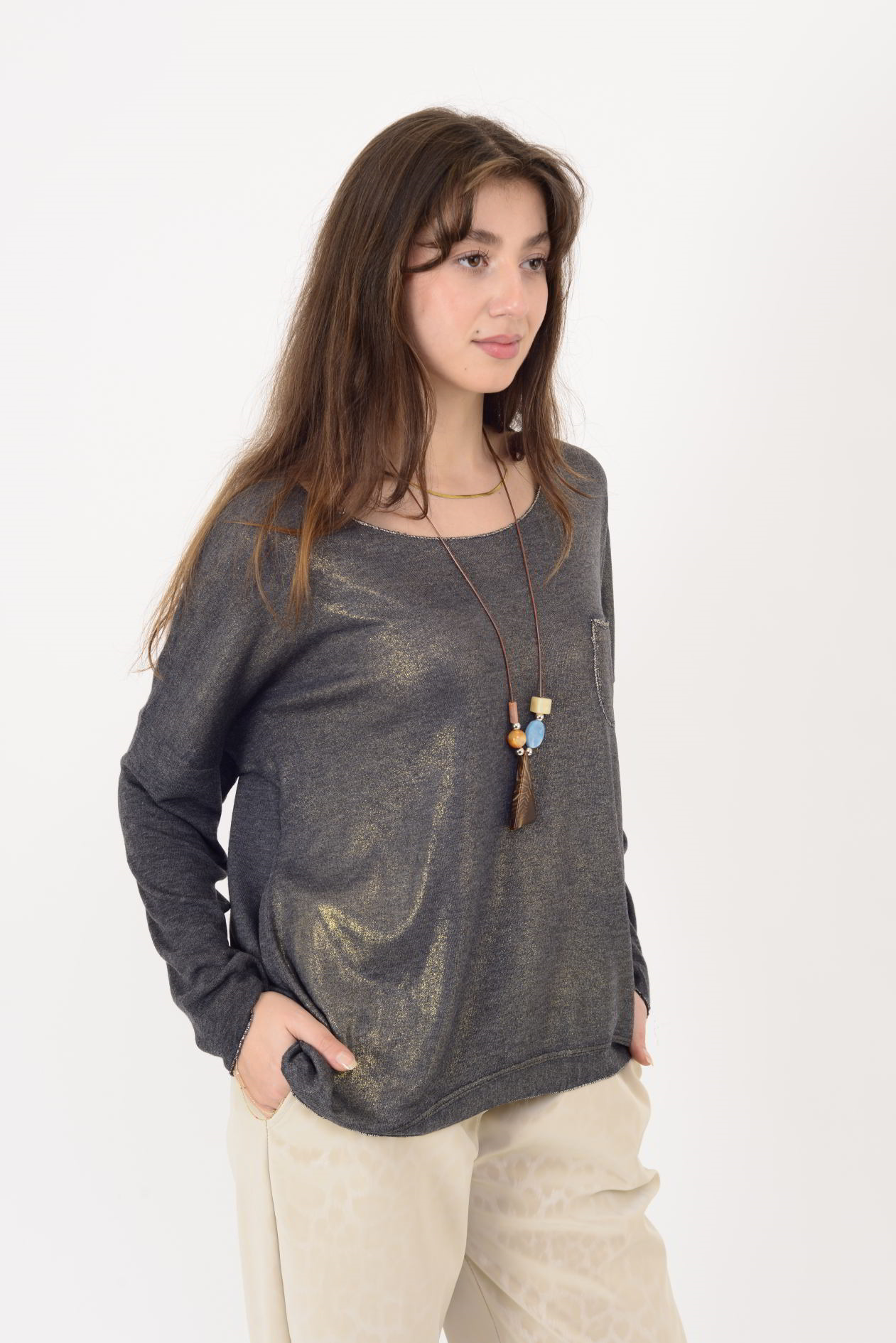 7646 CEP DETAYLI SİMLİ BLUZ